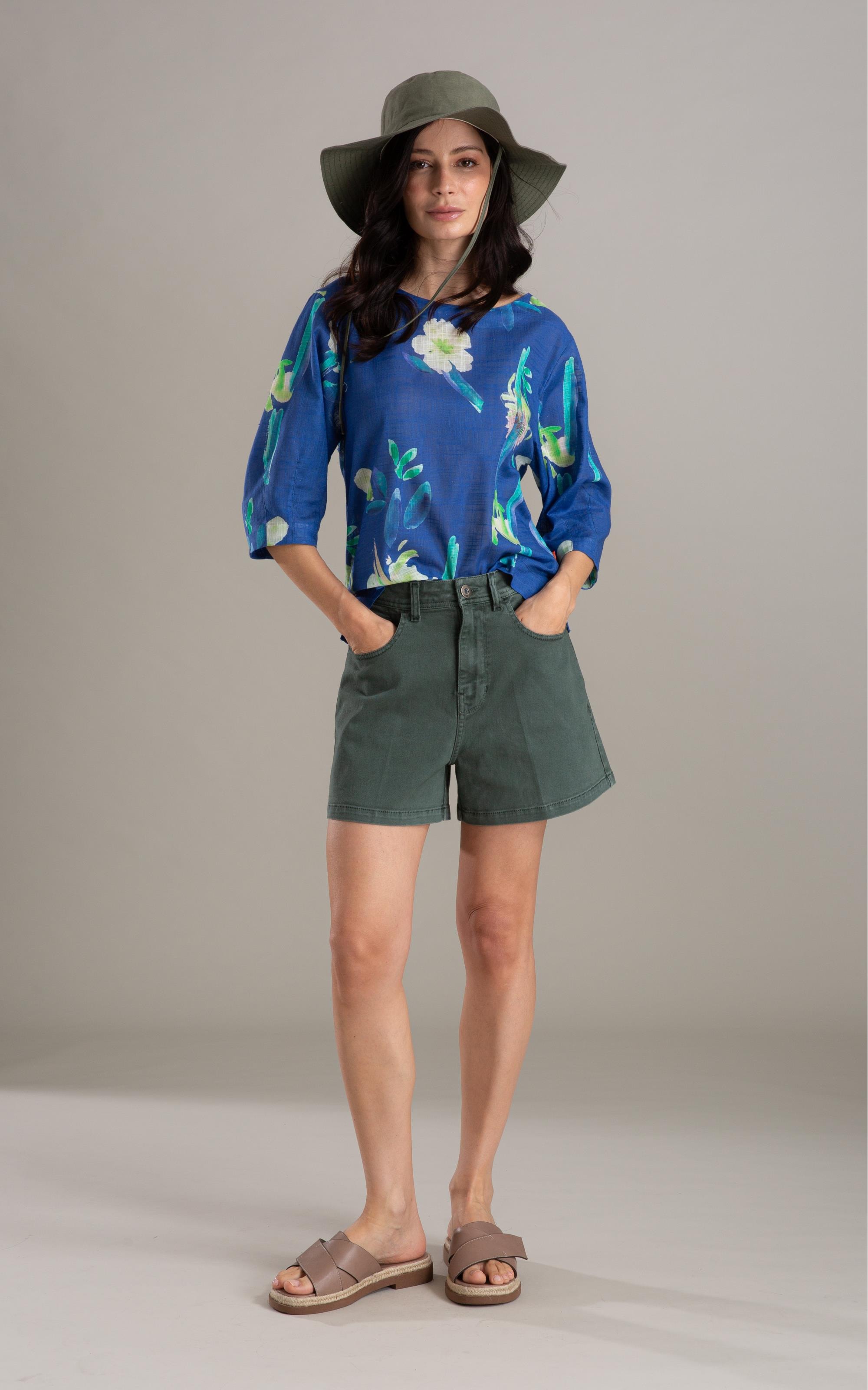 Bermuda 5pockets White Denim Verde Army