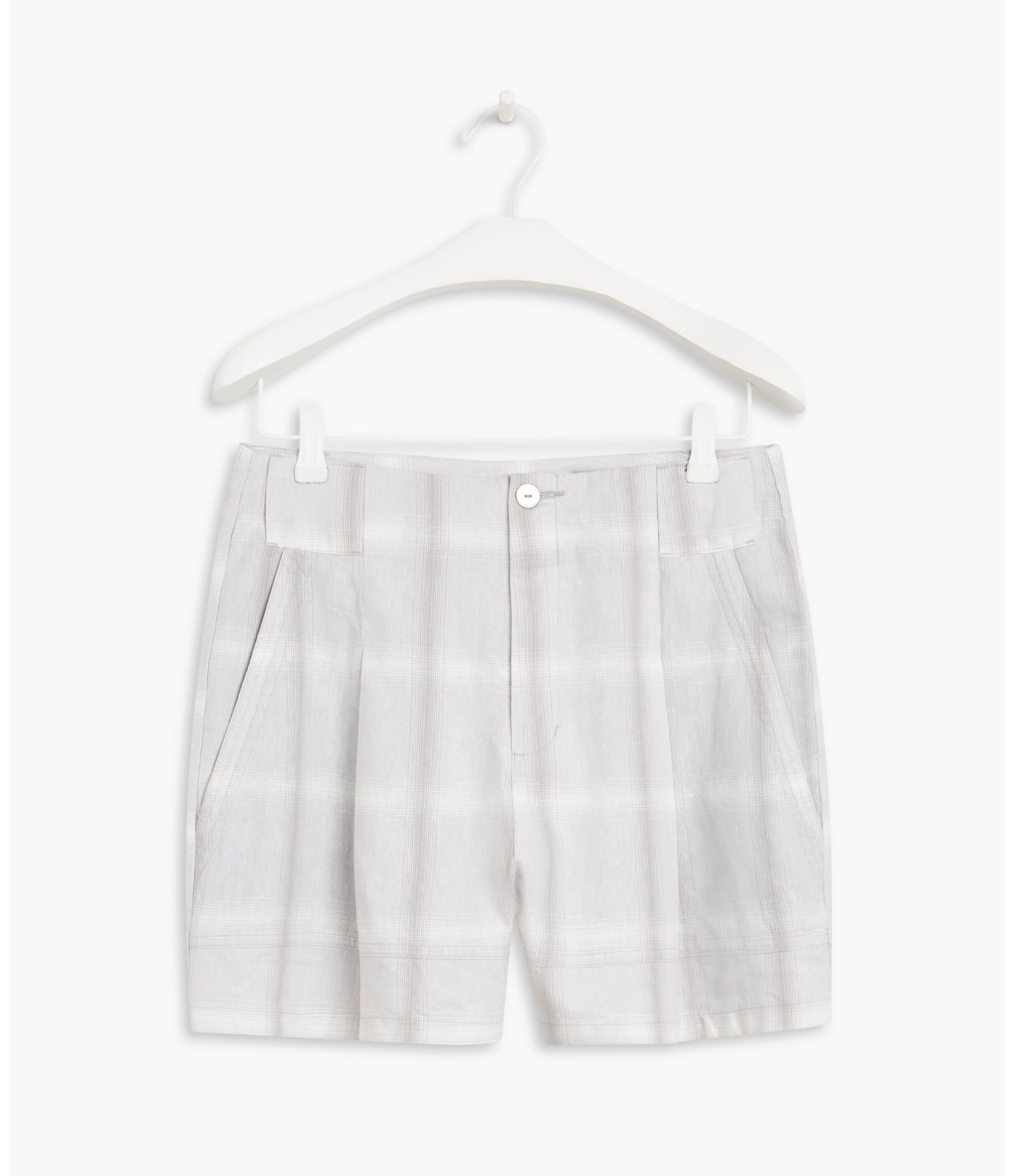 Bermuda Aurea Linho Blend Espinha Telado Off White