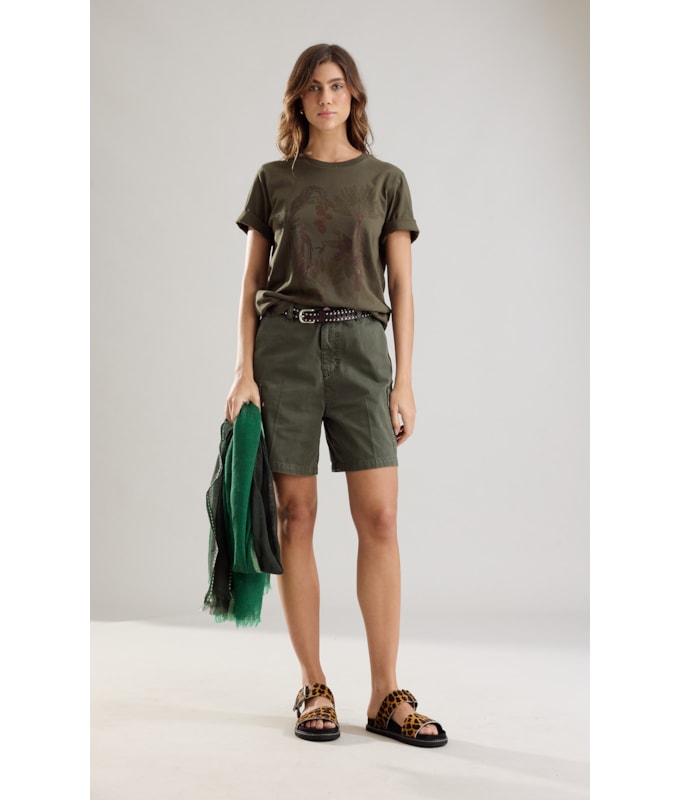 Bermuda Cargo Color Twill Verde Escuro