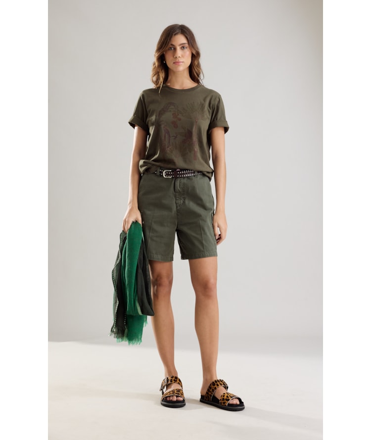 Bermuda Cargo Color Twill Verde Escuro