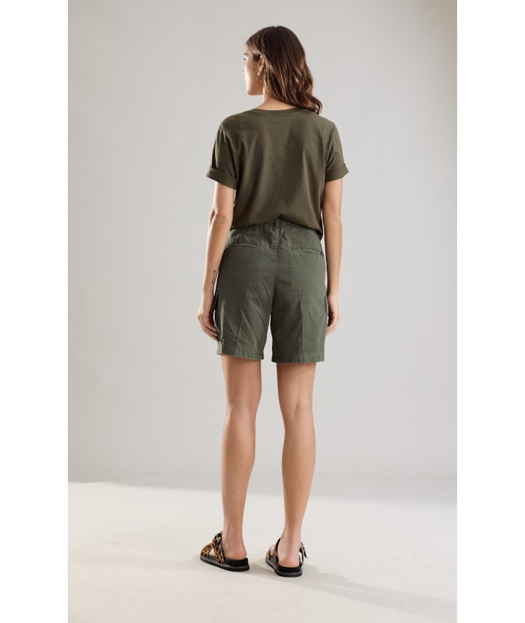 Bermuda Cargo Color Twill Verde Escuro