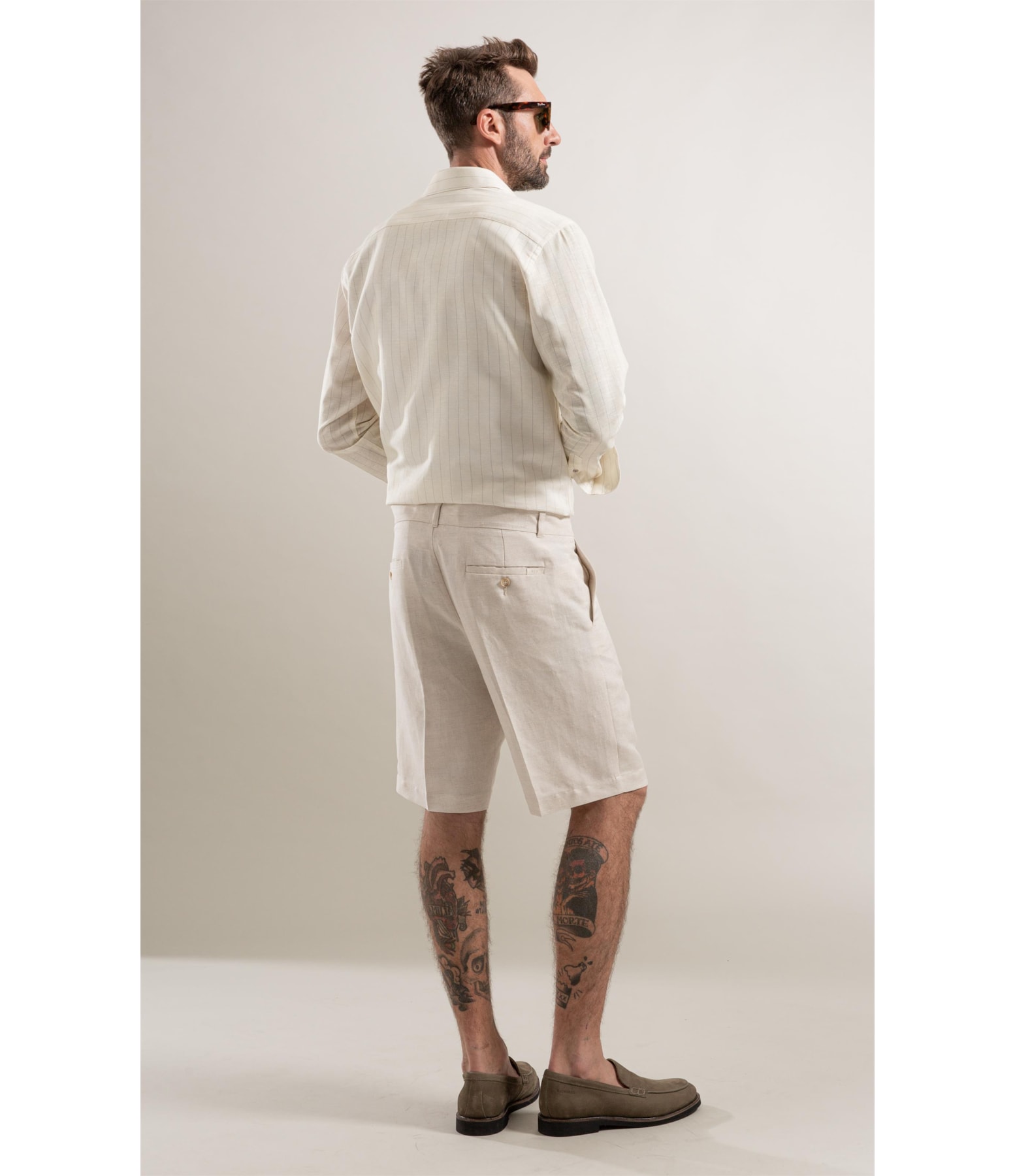 Bermuda Chino Long Linho Blend Natural