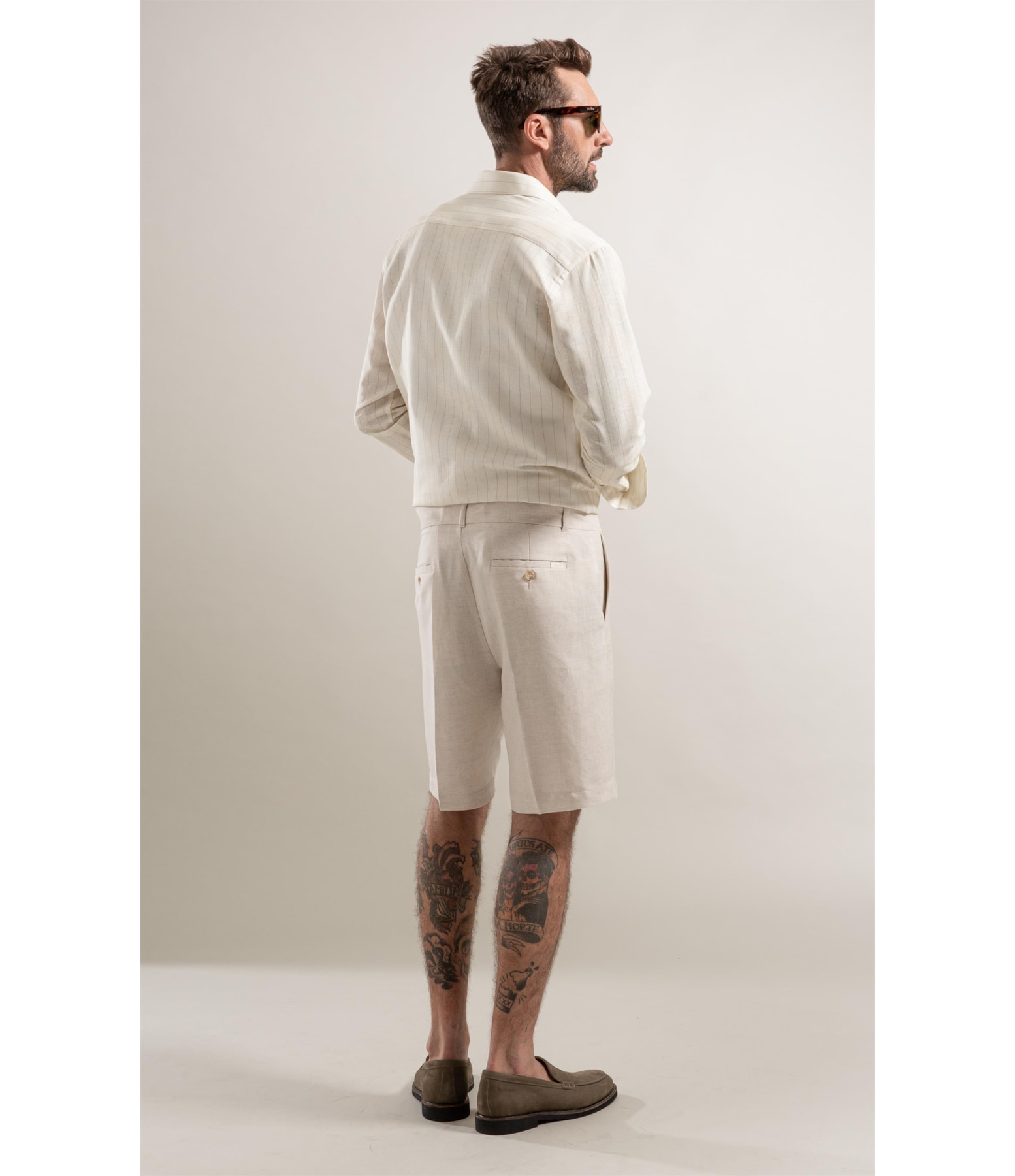 Bermuda Chino Long Linho Blend Natural