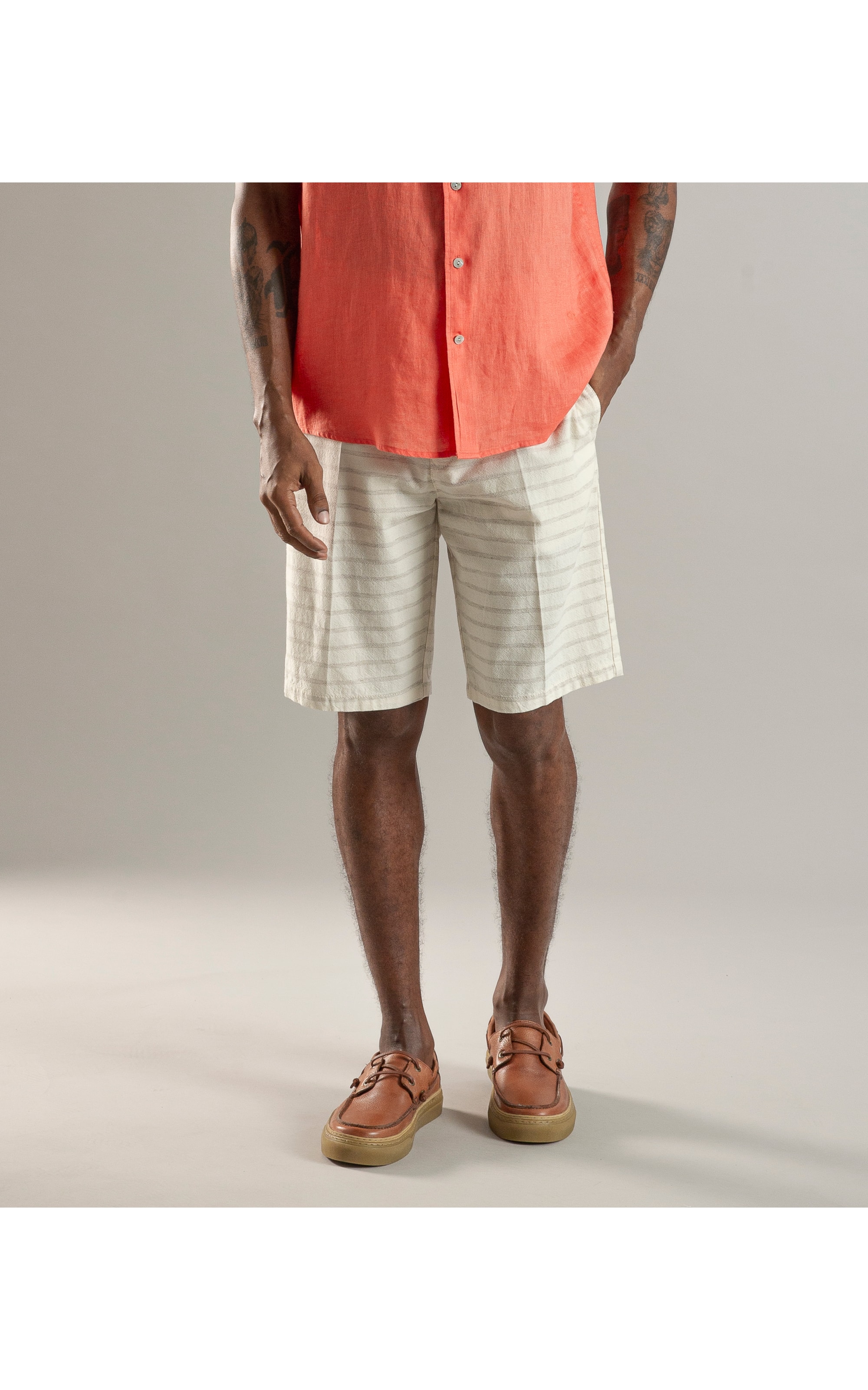 Bermuda Chino Marrocos Stripe Natural