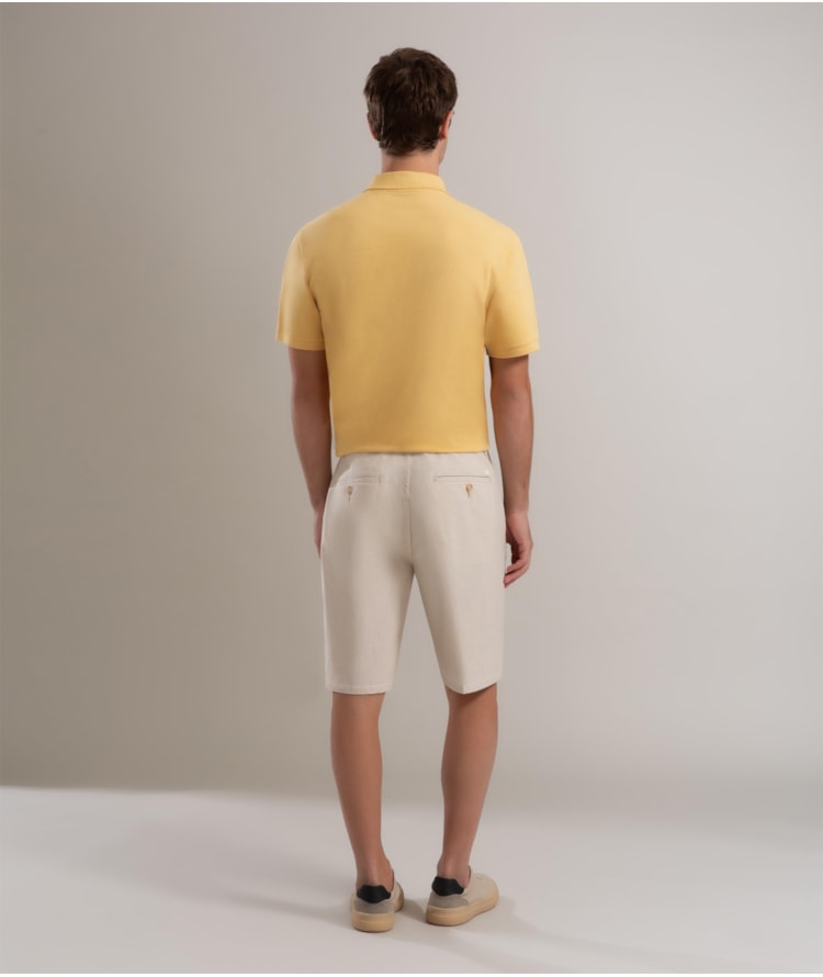 Bermuda Chino Preppy Ft Listrada Off White  C/ Caramelo