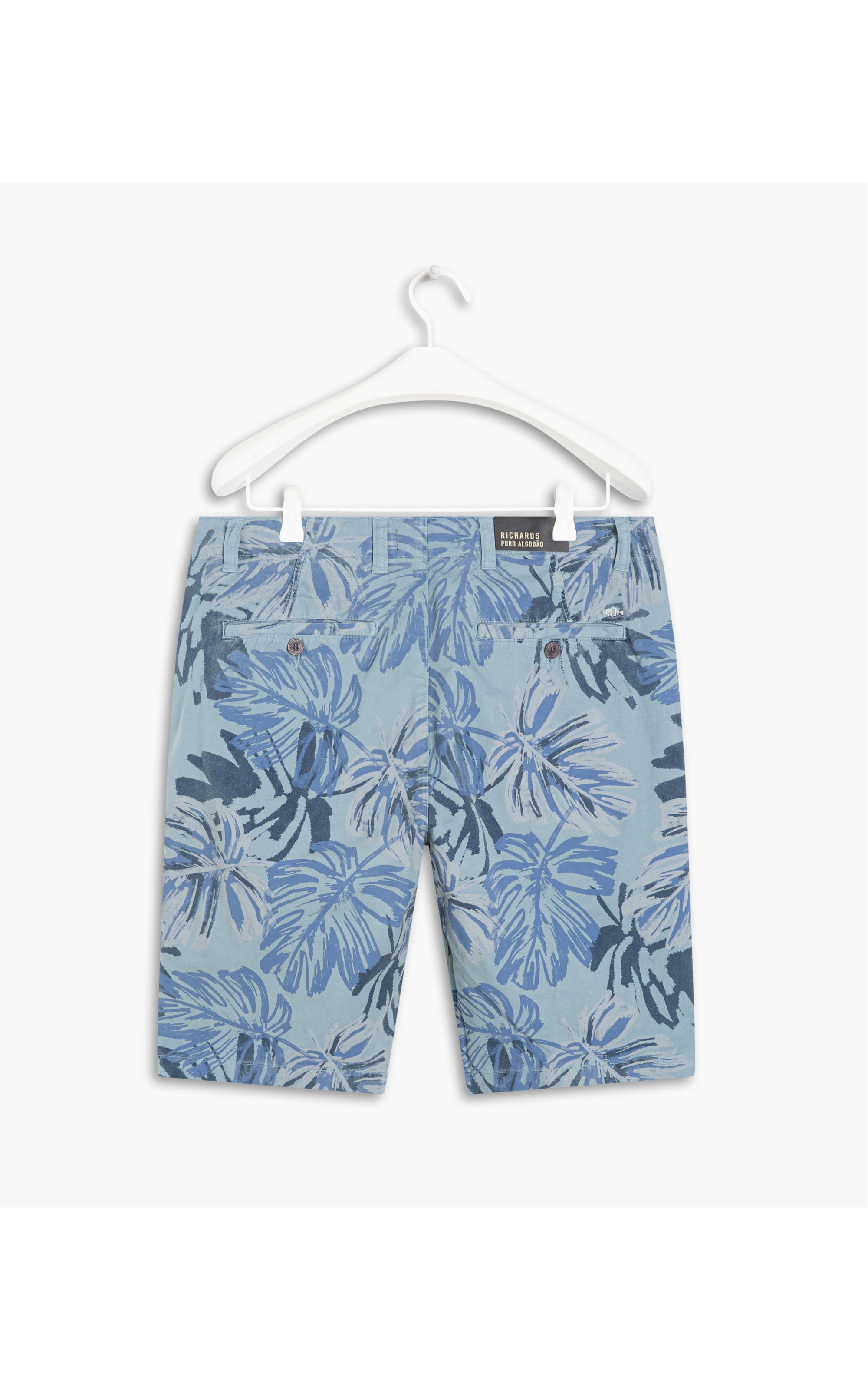 Bermuda Estampa Folhas Brush Silver Gray