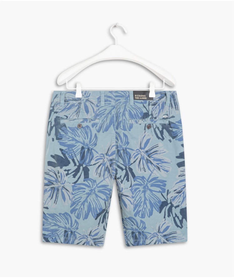 Bermuda Estampa Folhas Brush Silver Gray