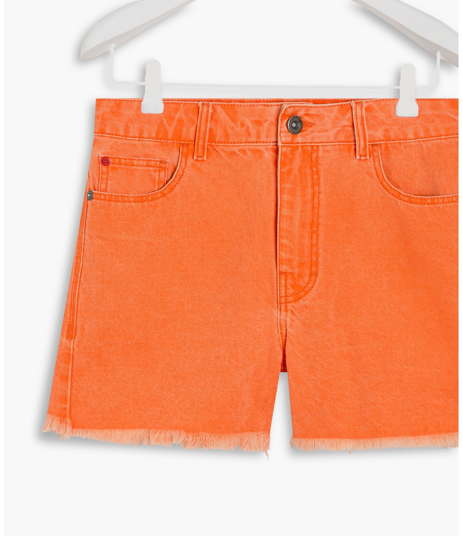 Bermuda Five Pockets Flavia Vintage Deni Laranja Fluor