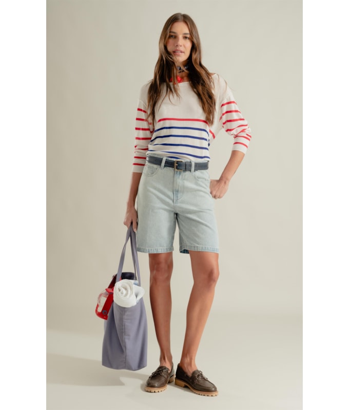Bermuda Jeans Skate Vintage Denim Lav. Claro Total