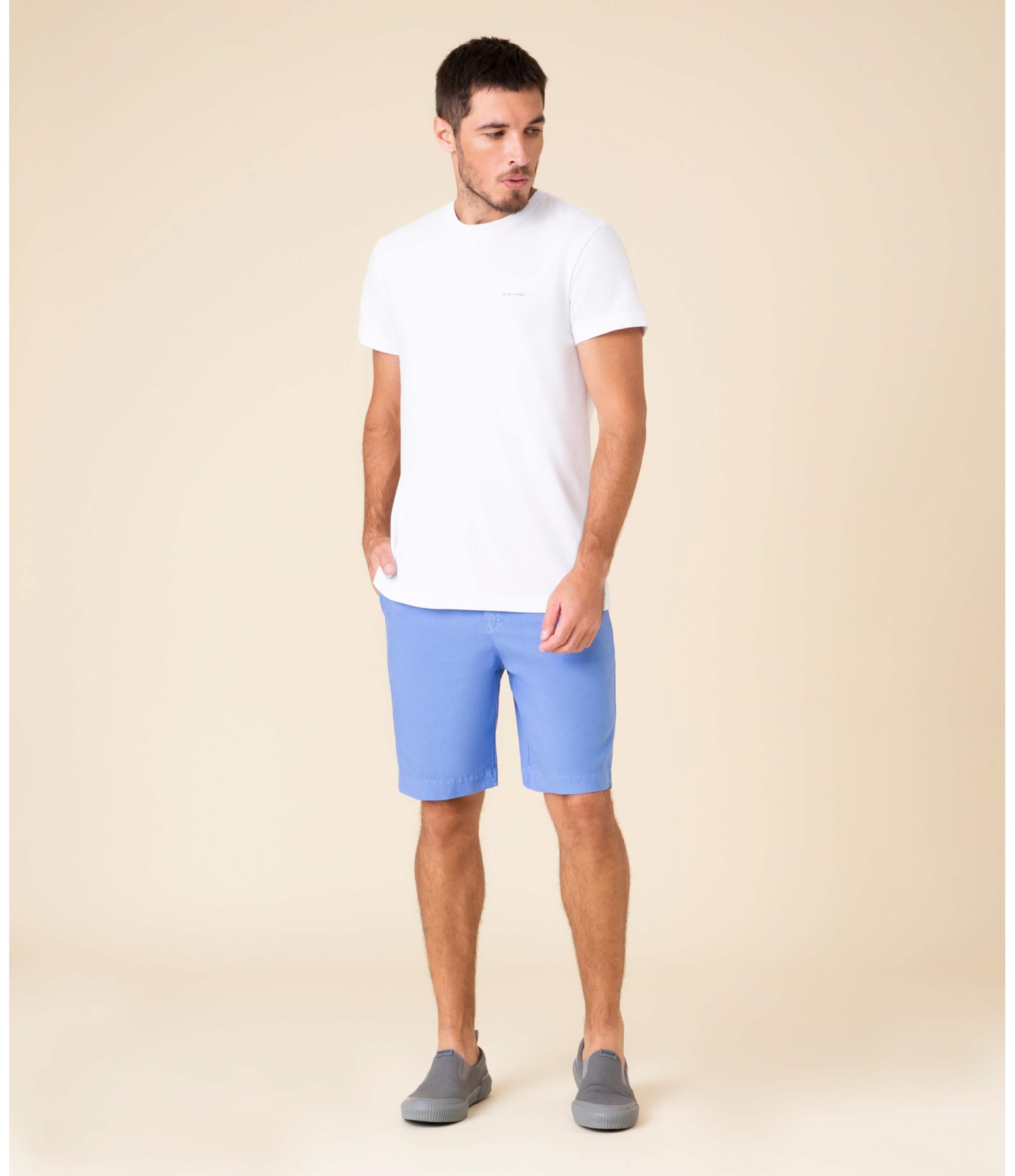 Bermuda Linho  Chino Azul Pervante