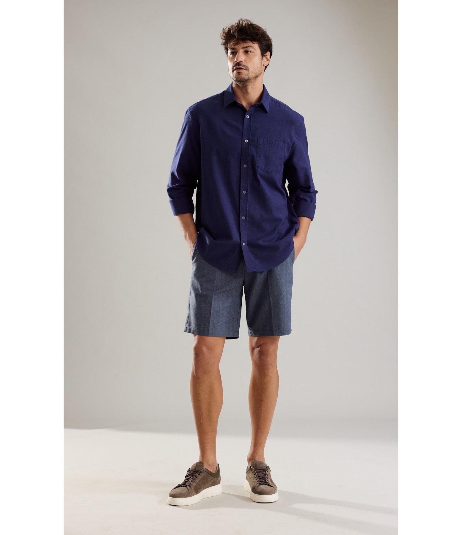 Bermuda Linho  Chino Chevil Ft Marinho