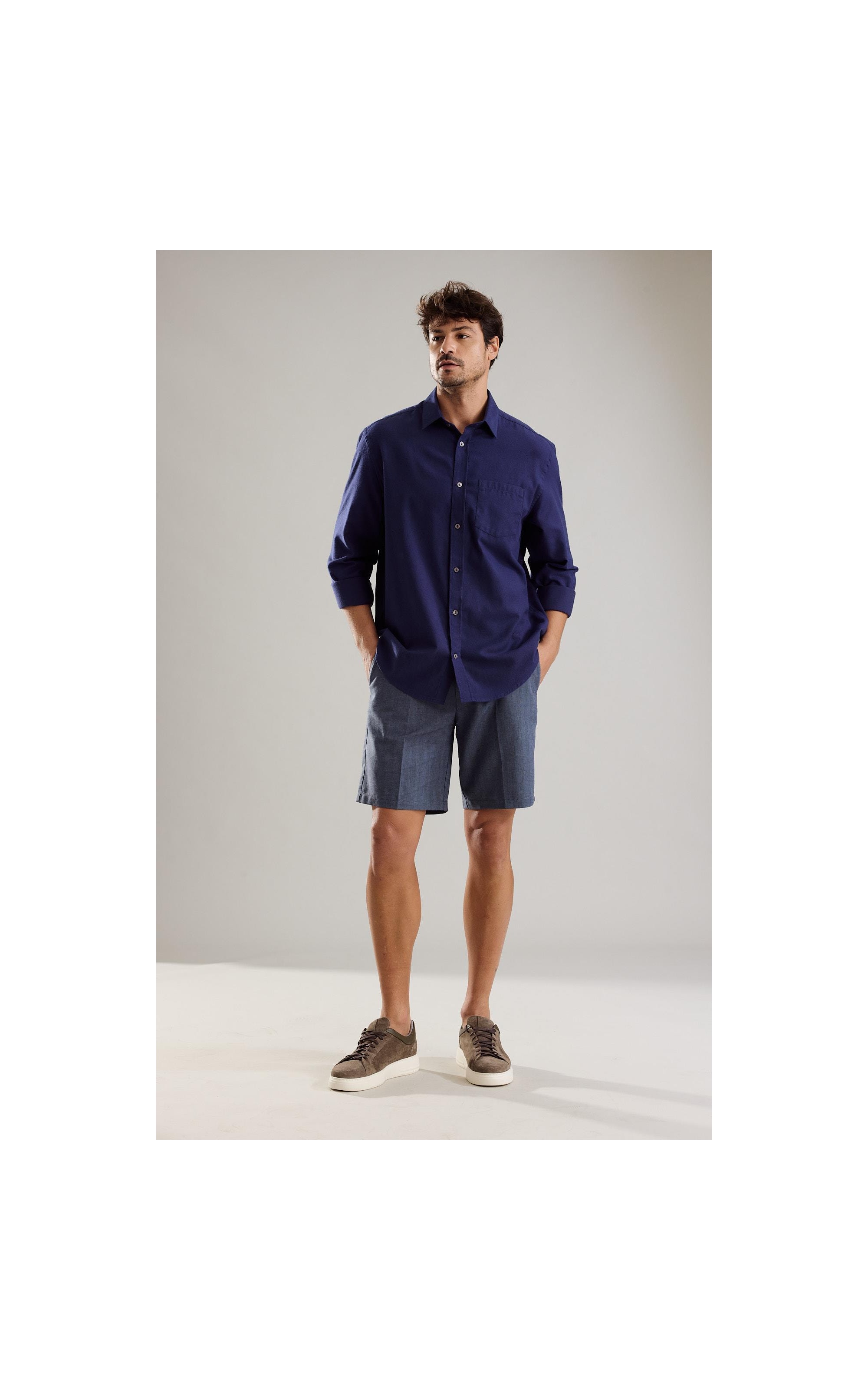 Bermuda Linho  Chino Chevil Ft Marinho