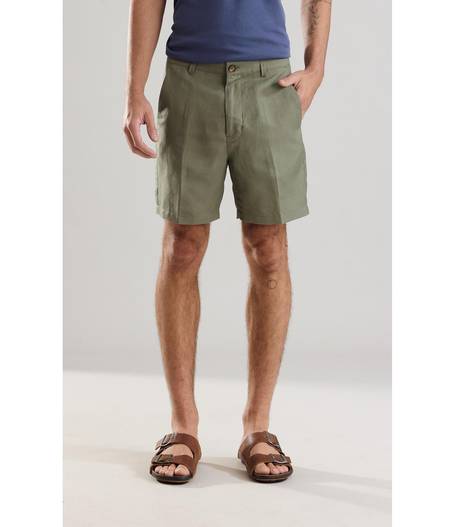 Bermuda Linho  Chino Hawaii Tolit Verde Militar