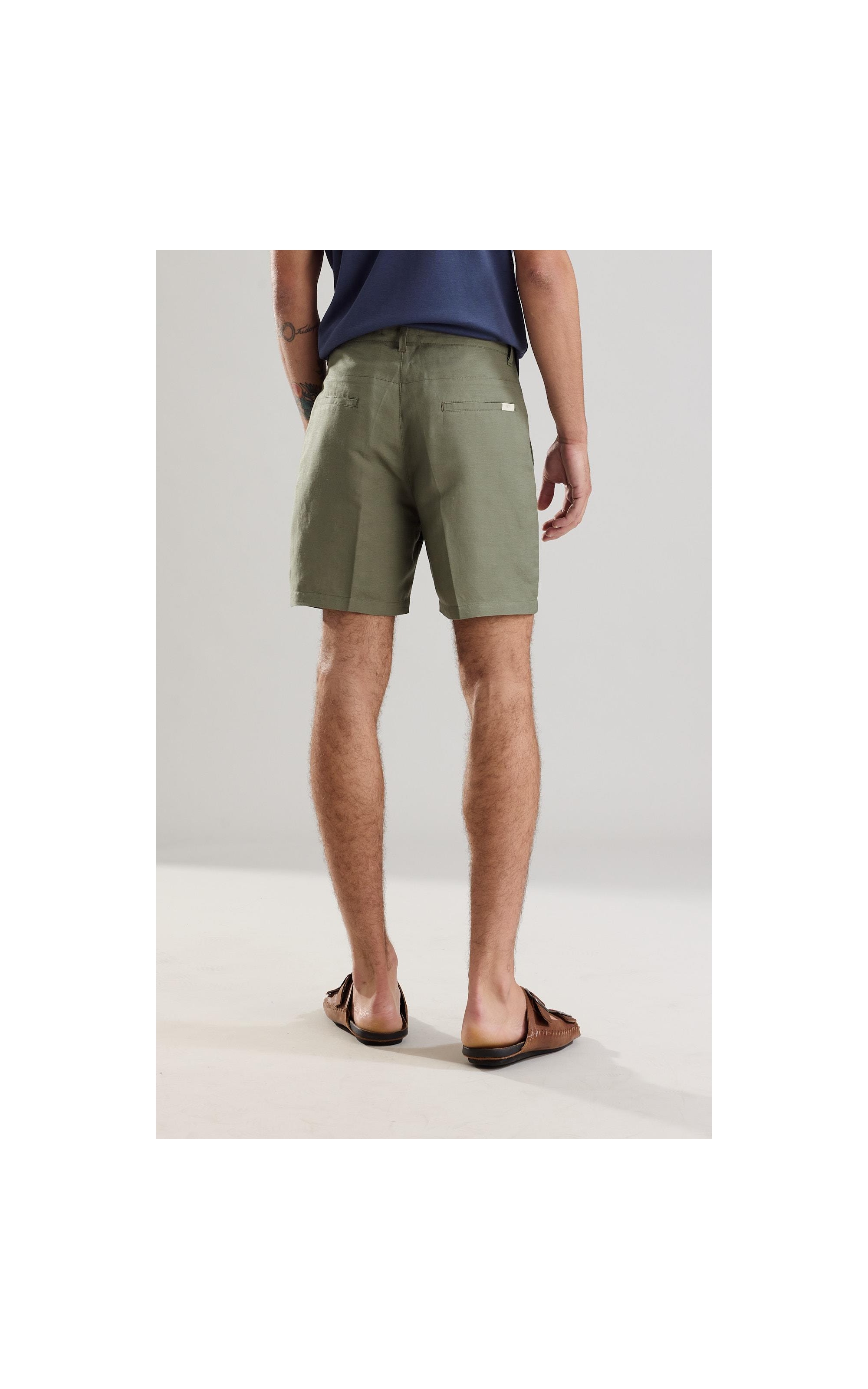 Bermuda Linho  Chino Hawaii Tolit Verde Militar
