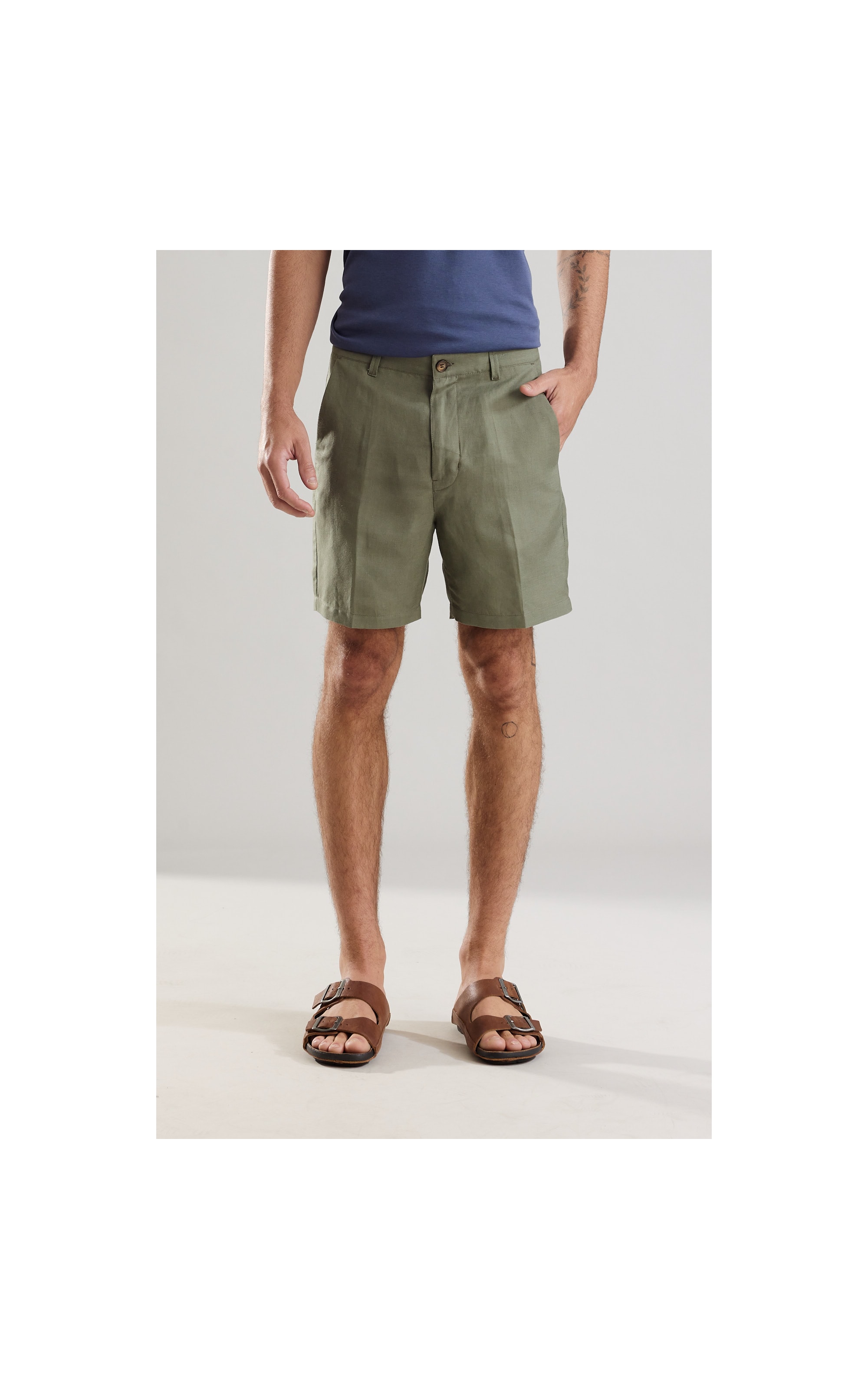 Bermuda Linho  Chino Hawaii Tolit Verde Militar