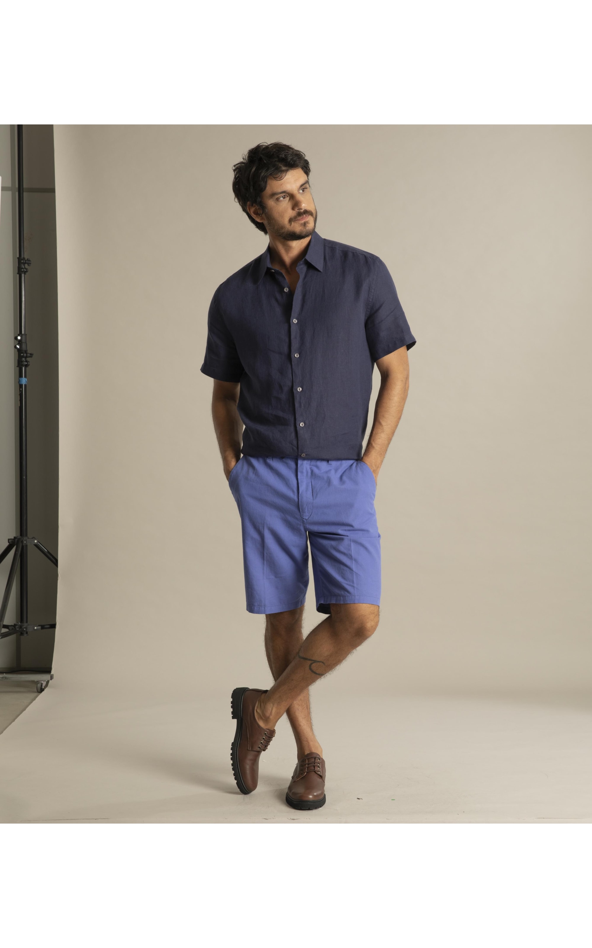 Bermuda Linho  Chino Liric Azul Pervante