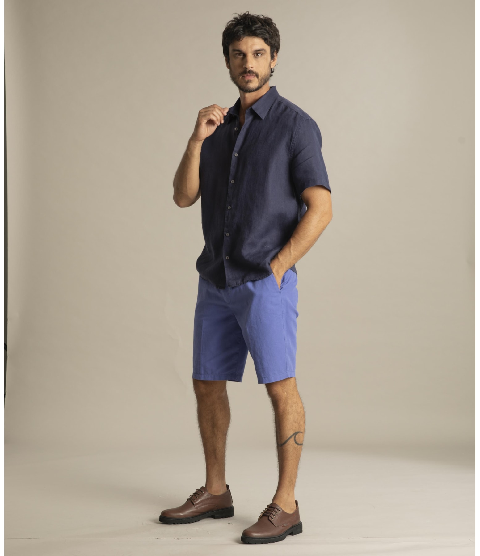 Bermuda Linho  Chino Liric Azul Pervante