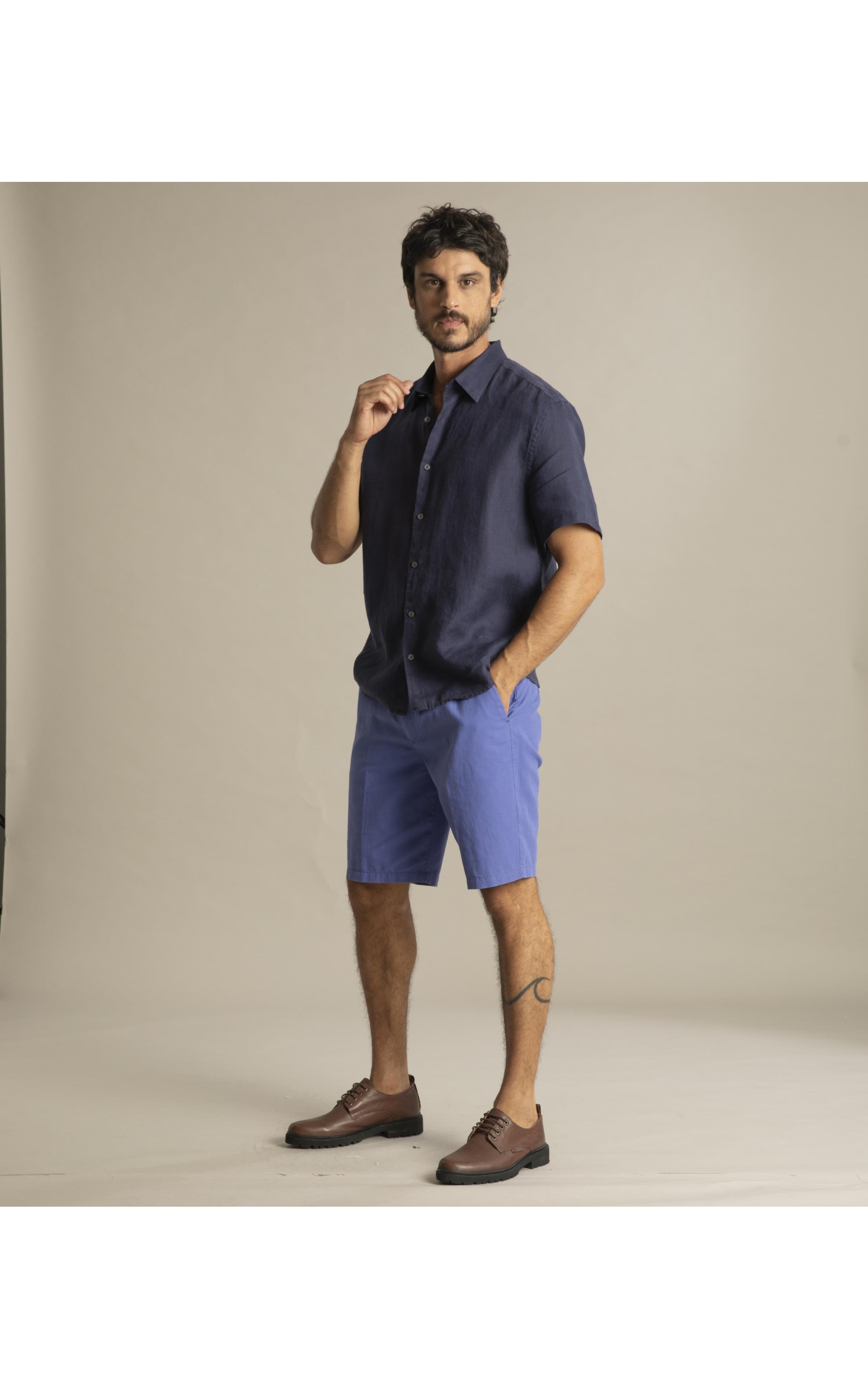 Bermuda Linho  Chino Liric Azul Pervante