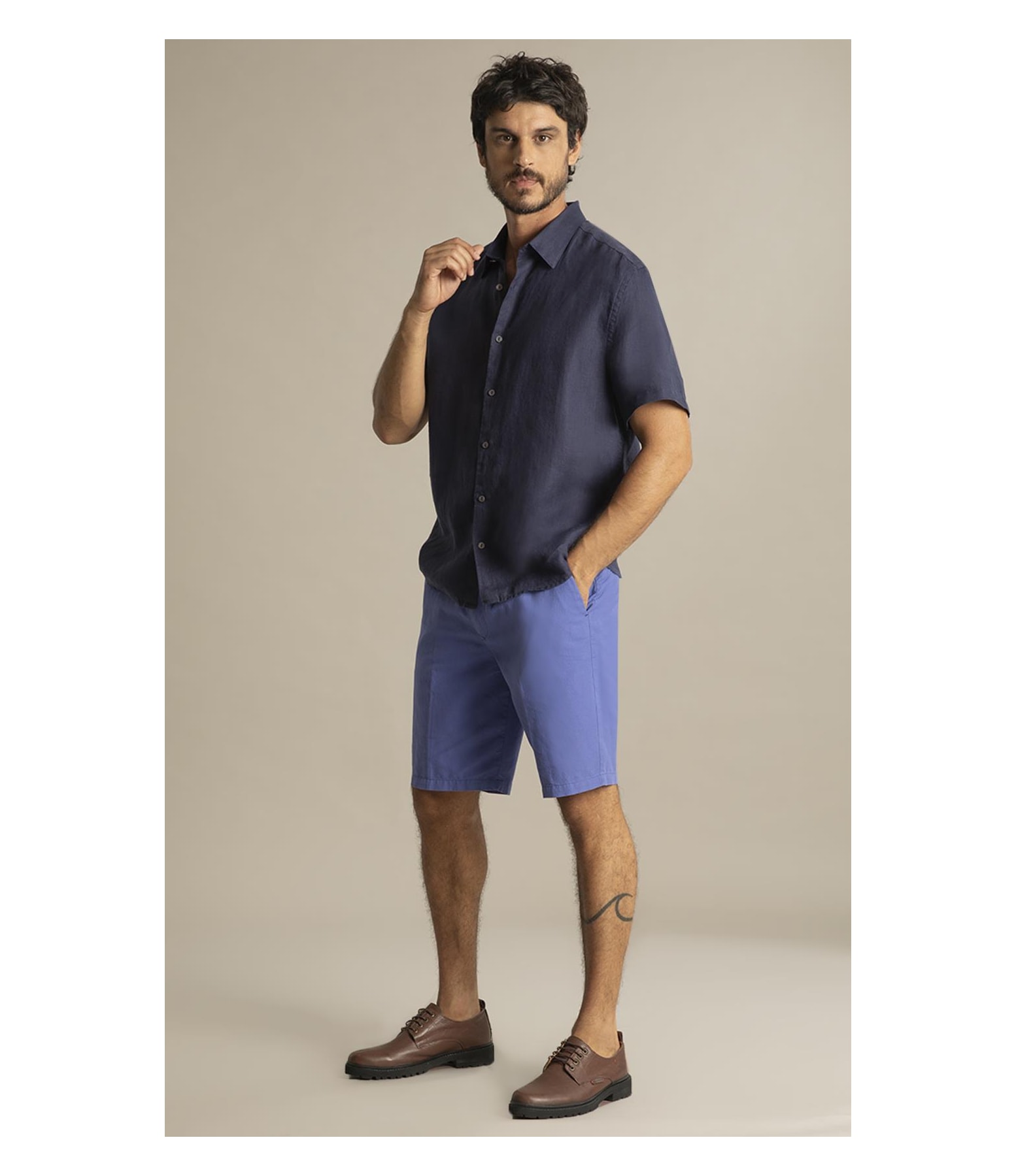 Bermuda Linho  Chino Liric Azul Pervante