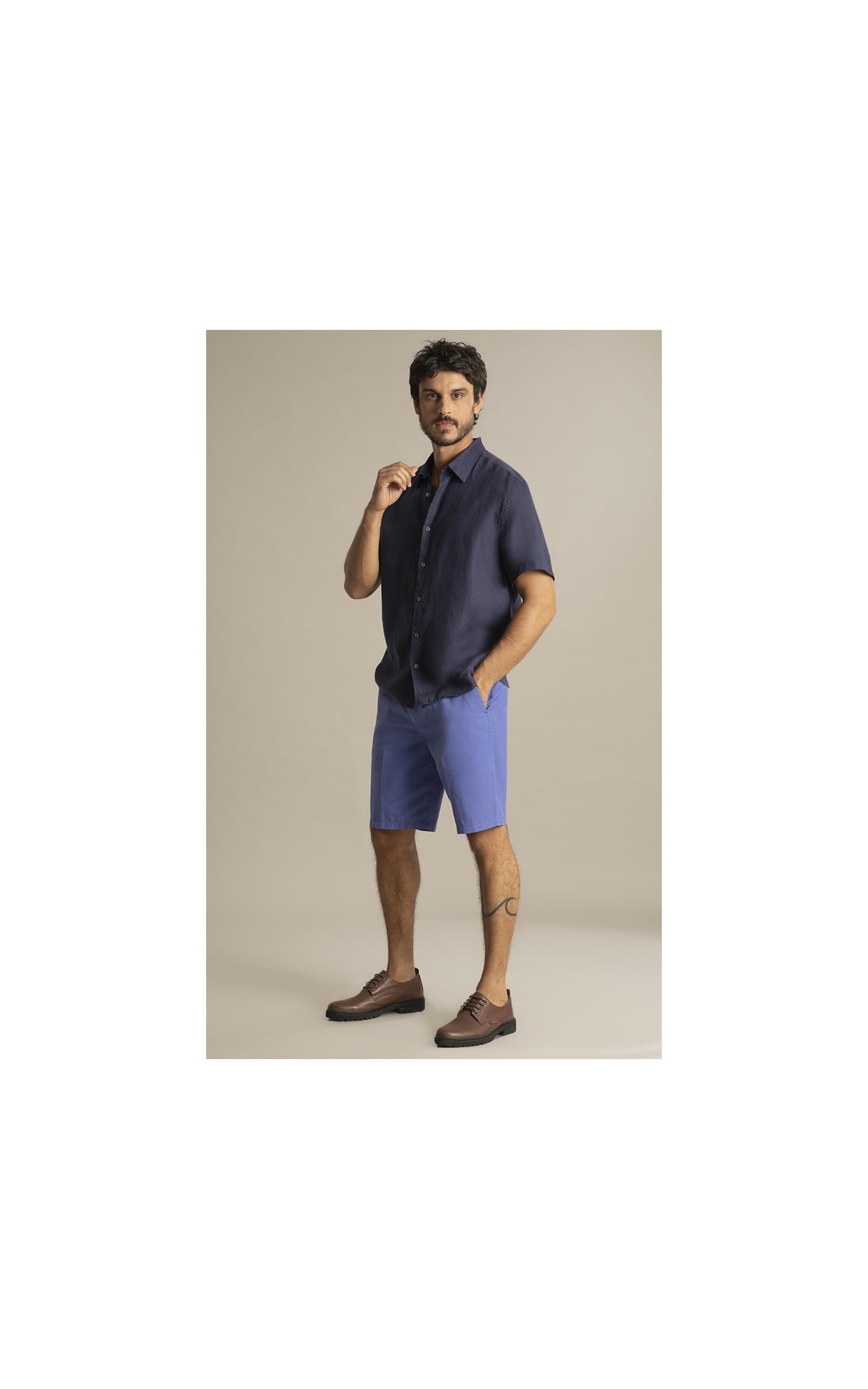 Bermuda Linho  Chino Liric Azul Pervante