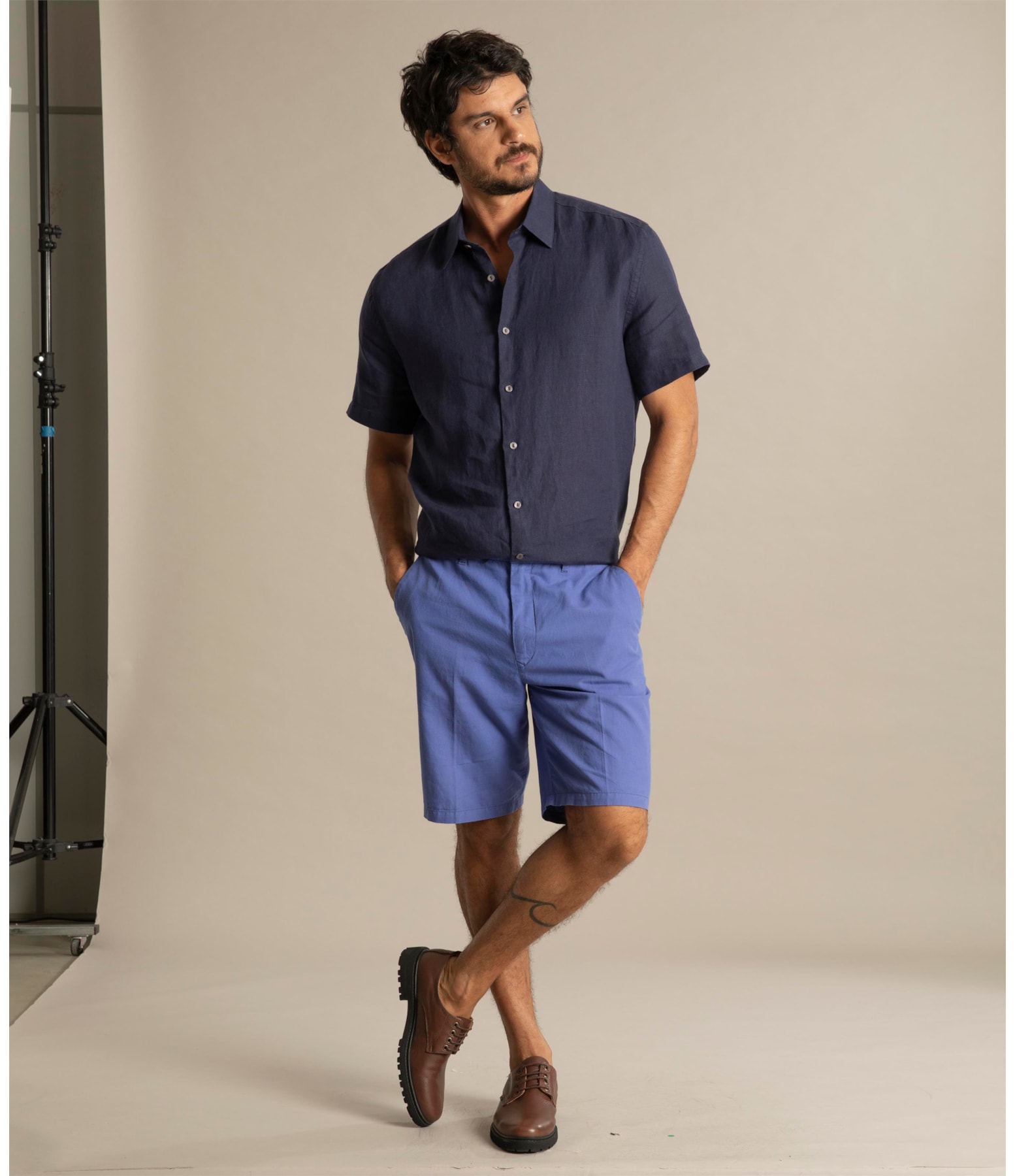Bermuda Linho  Chino Liric Azul Pervante