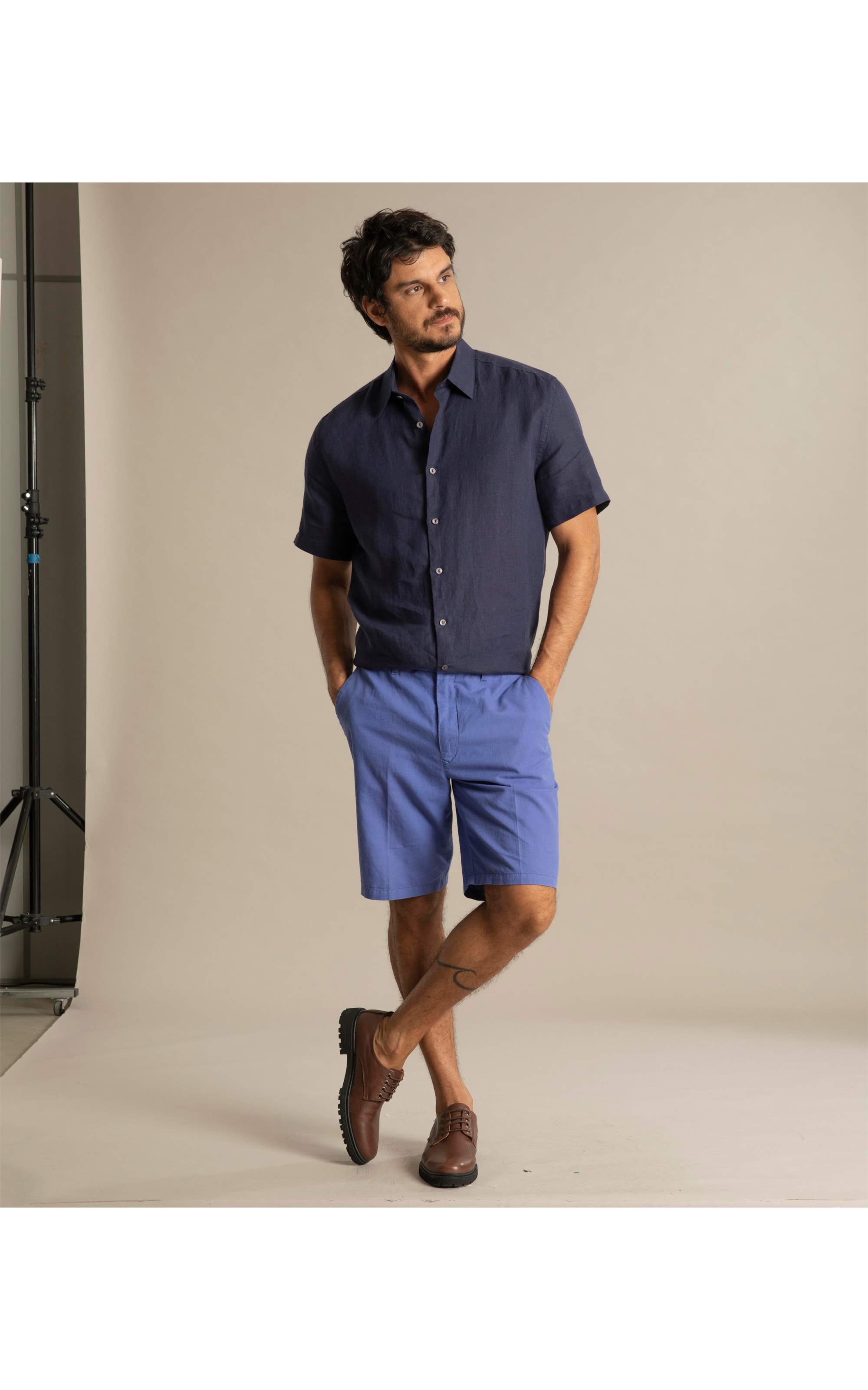 Bermuda Linho  Chino Liric Azul Pervante
