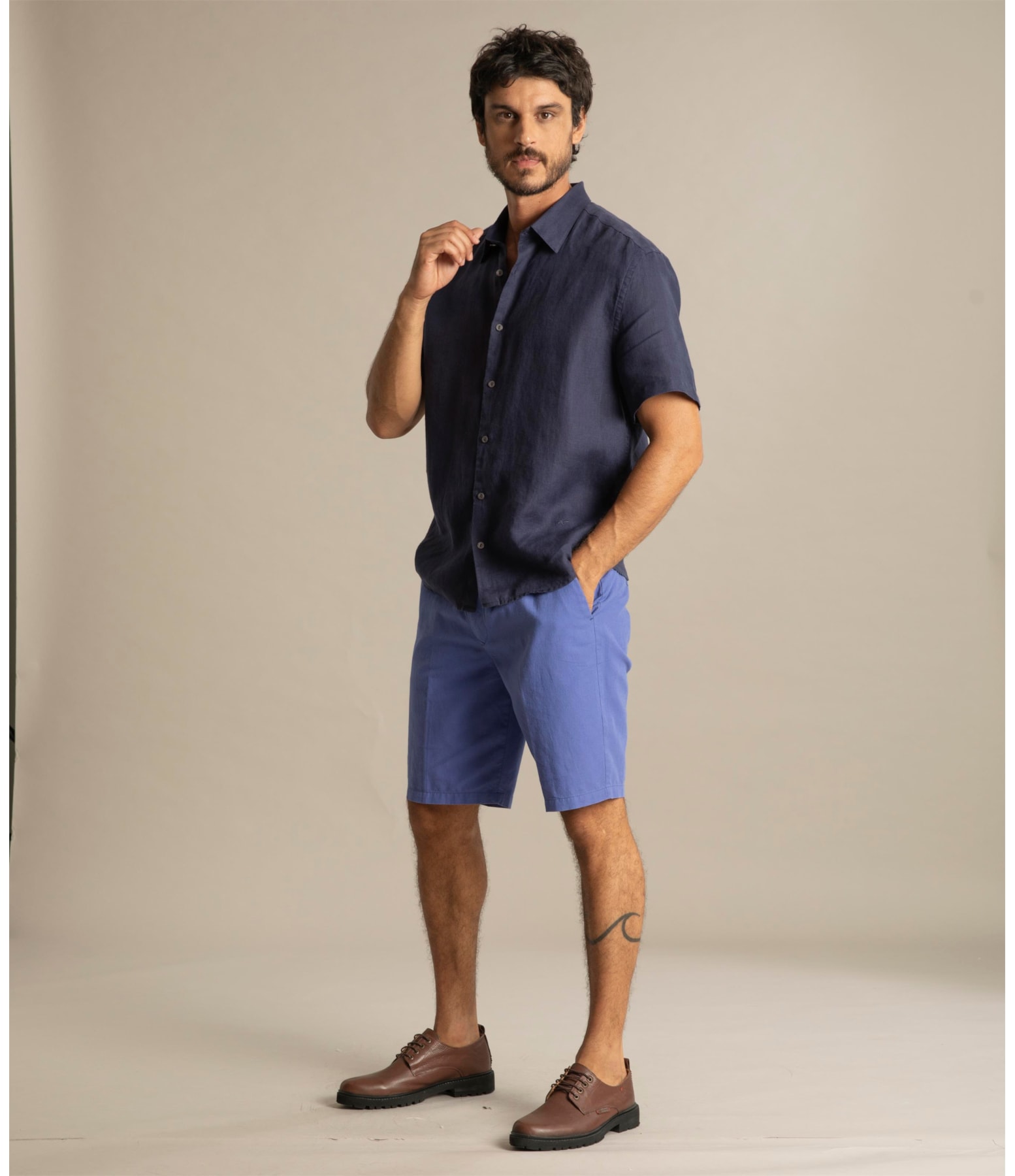 Bermuda Linho  Chino Liric Azul Pervante