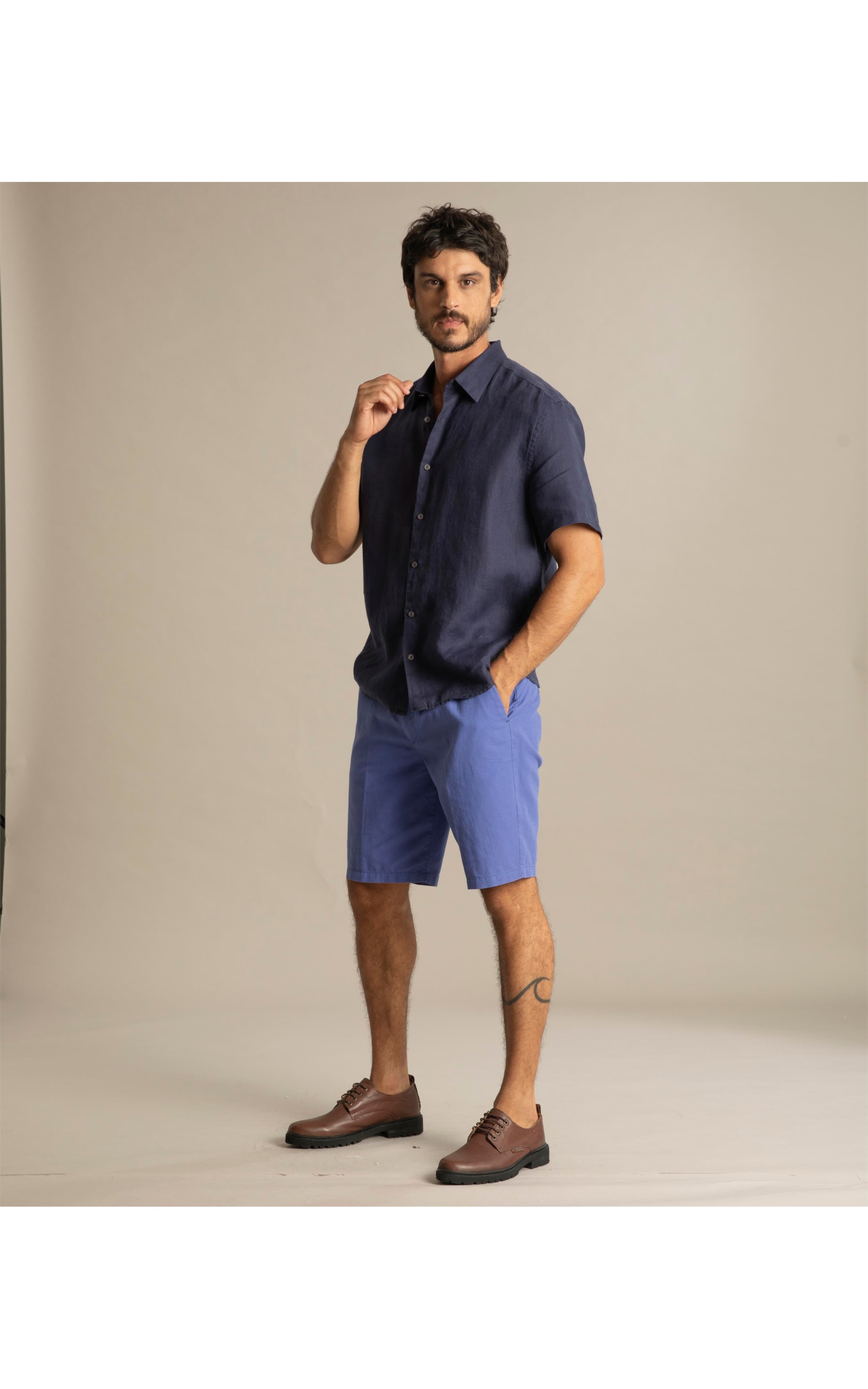 Bermuda Linho  Chino Liric Azul Pervante