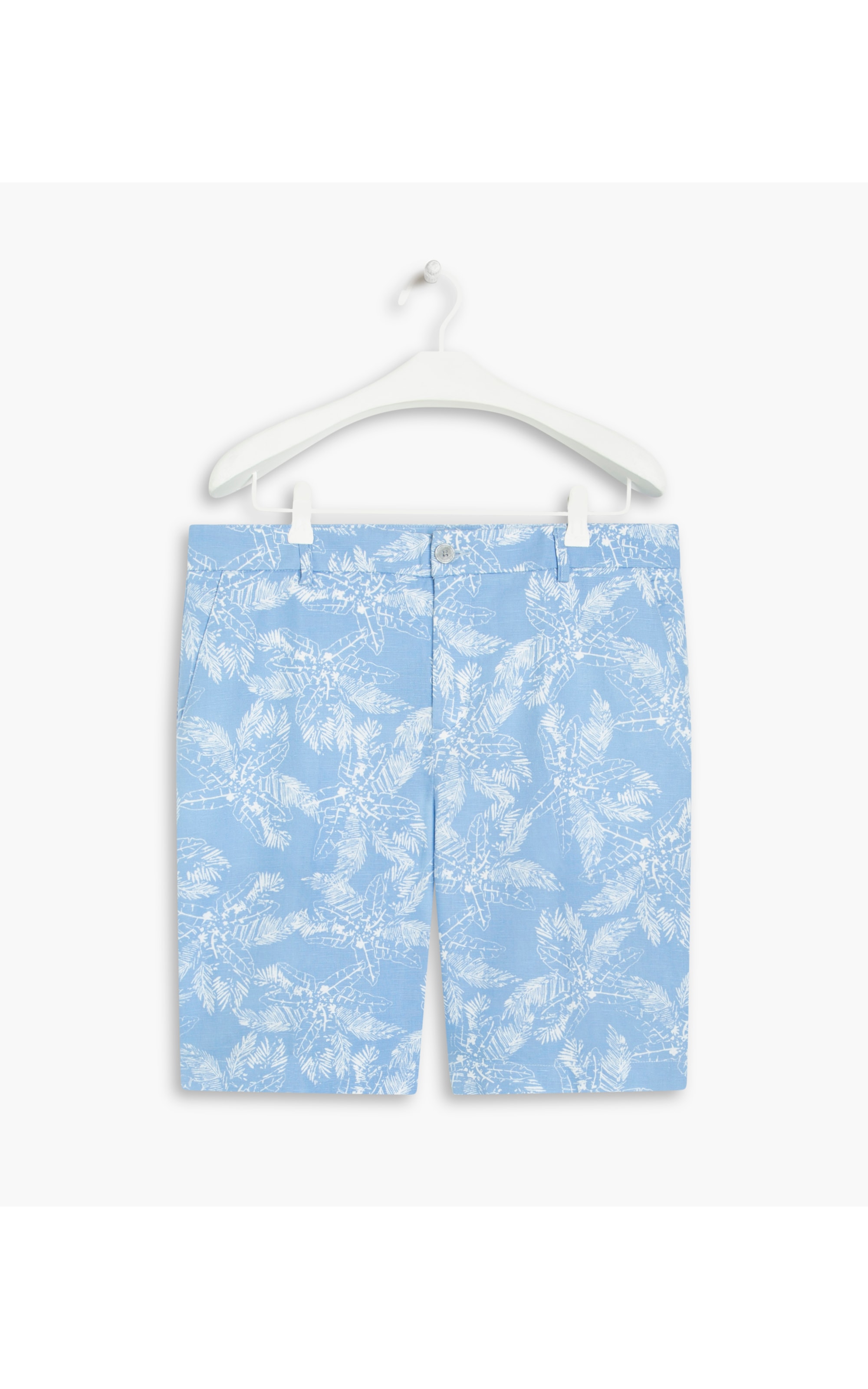 Bermuda Linho  Chino Tropical Azul Bic