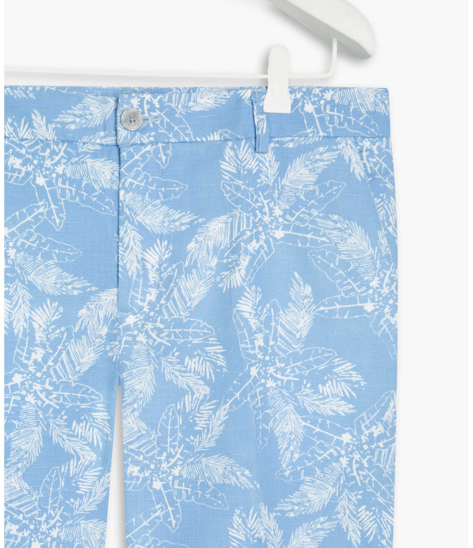 Bermuda Linho  Chino Tropical Azul Bic