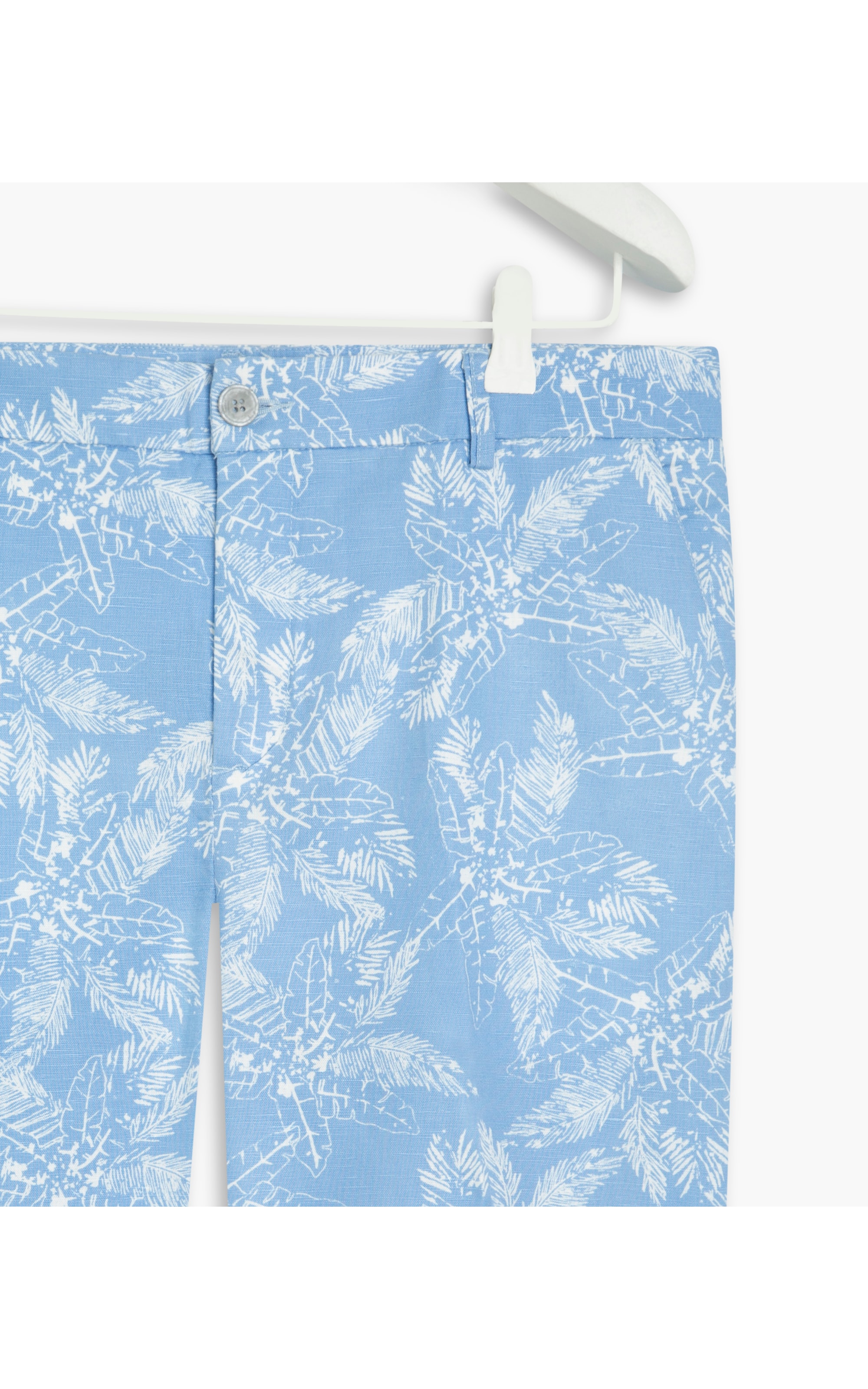 Bermuda Linho  Chino Tropical Azul Bic