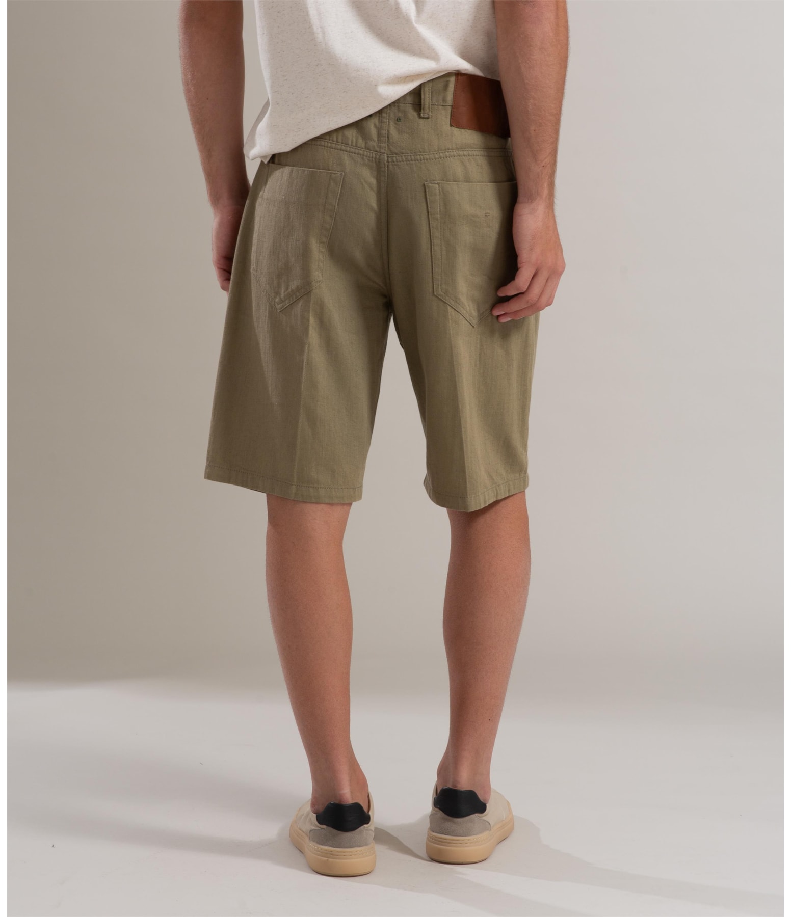 Bermuda Linho  Five Pockets Estonia Verde Militar