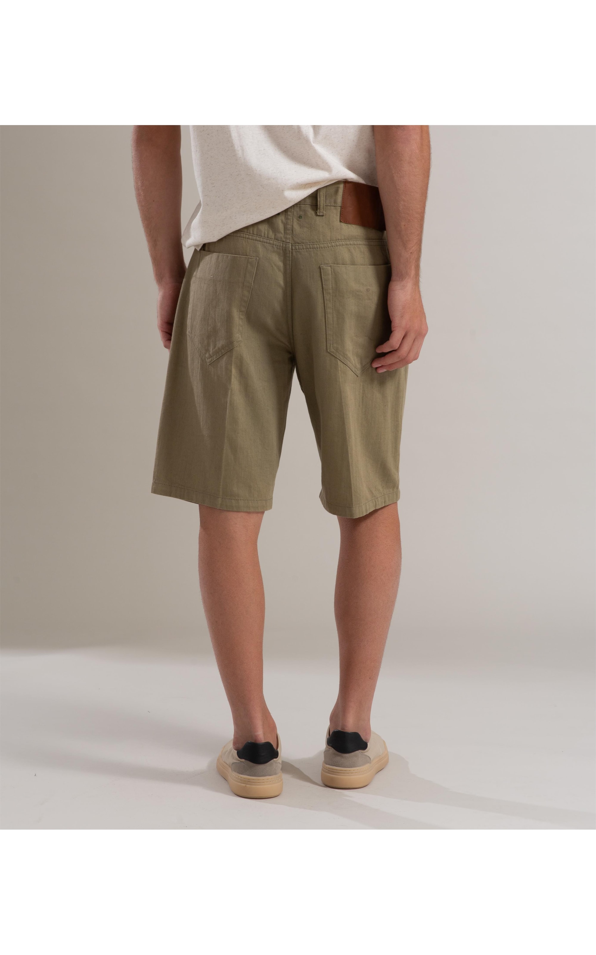 Bermuda Linho  Five Pockets Estonia Verde Militar