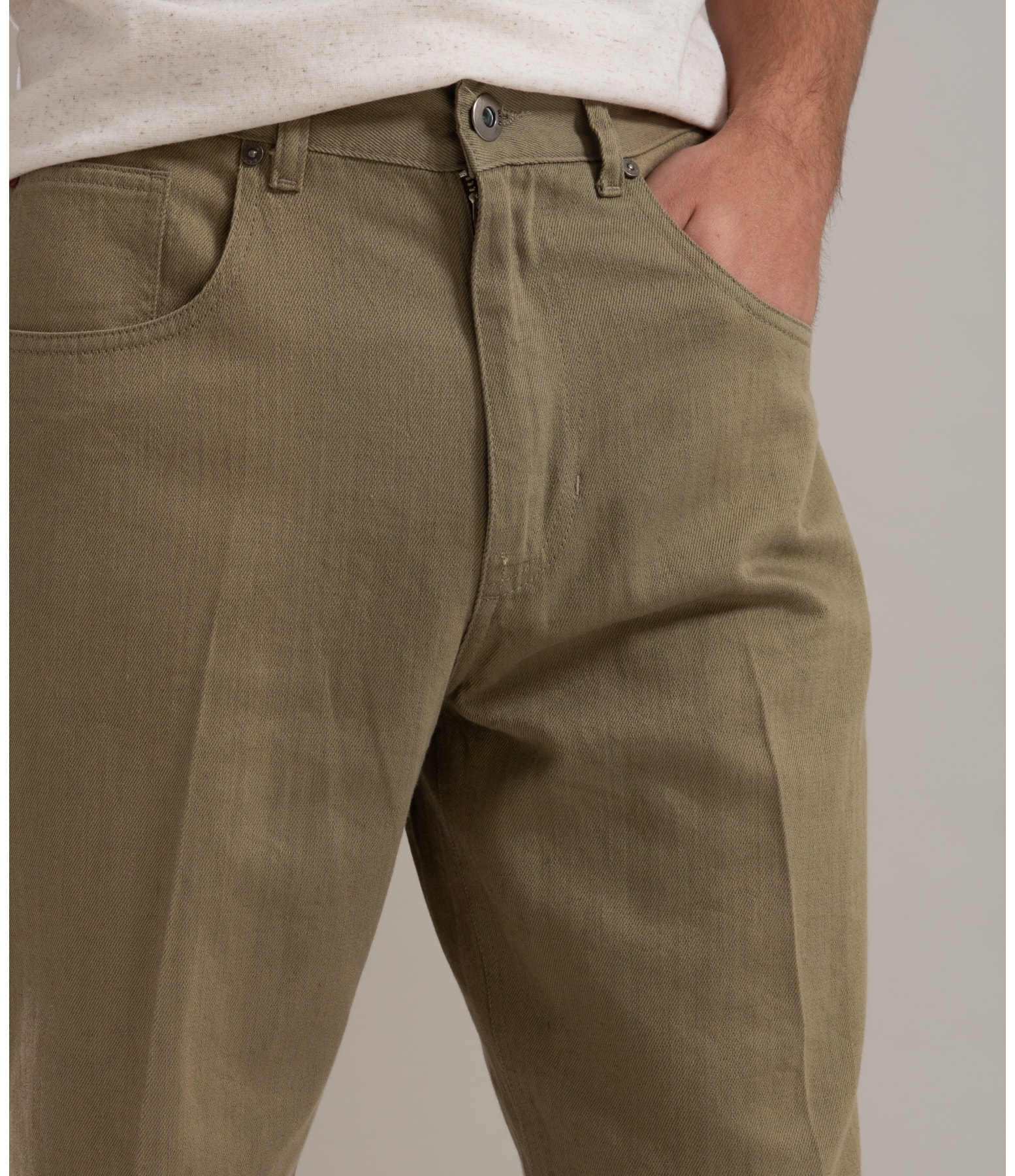 Bermuda Linho  Five Pockets Estonia Verde Militar
