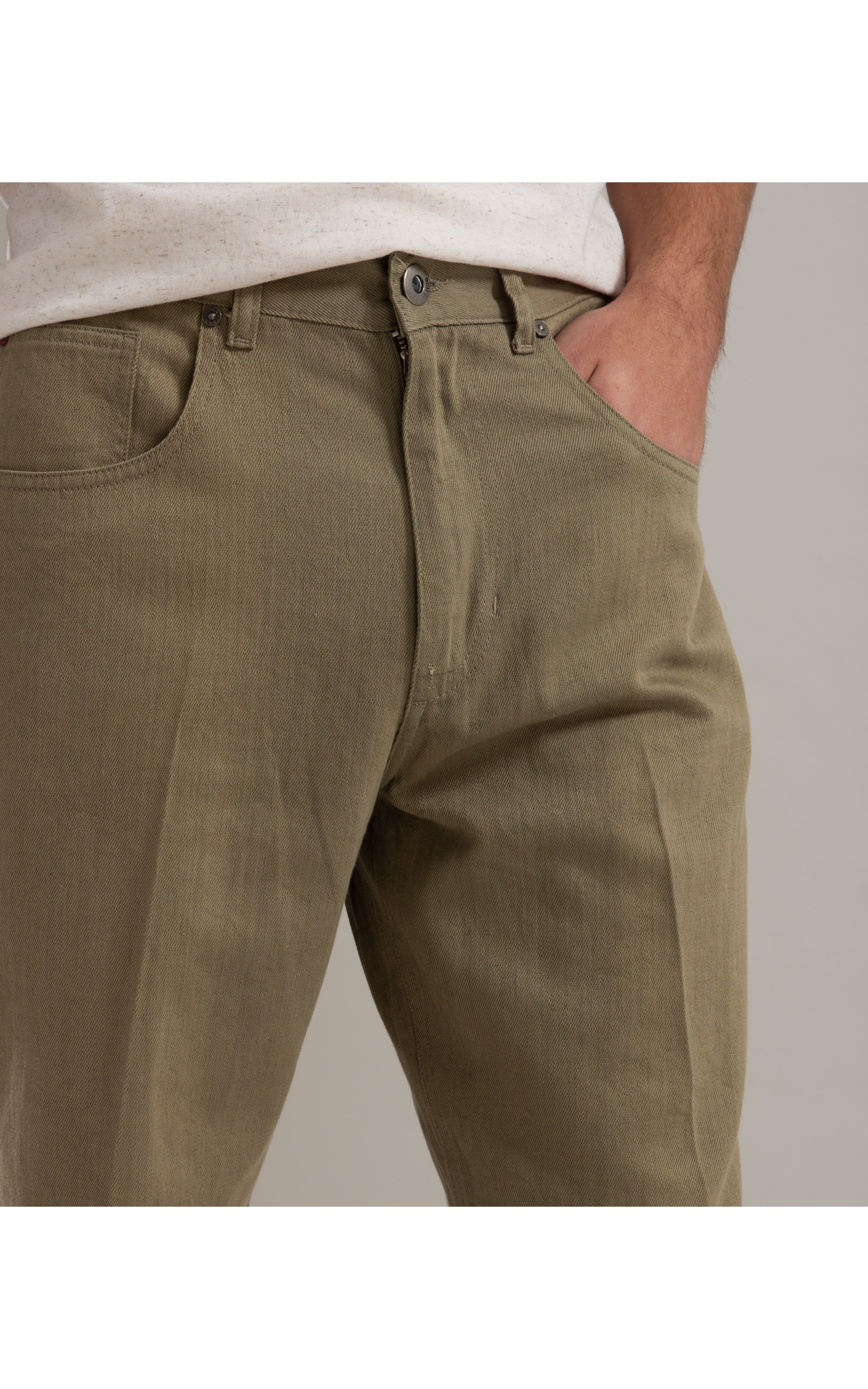 Bermuda Linho  Five Pockets Estonia Verde Militar