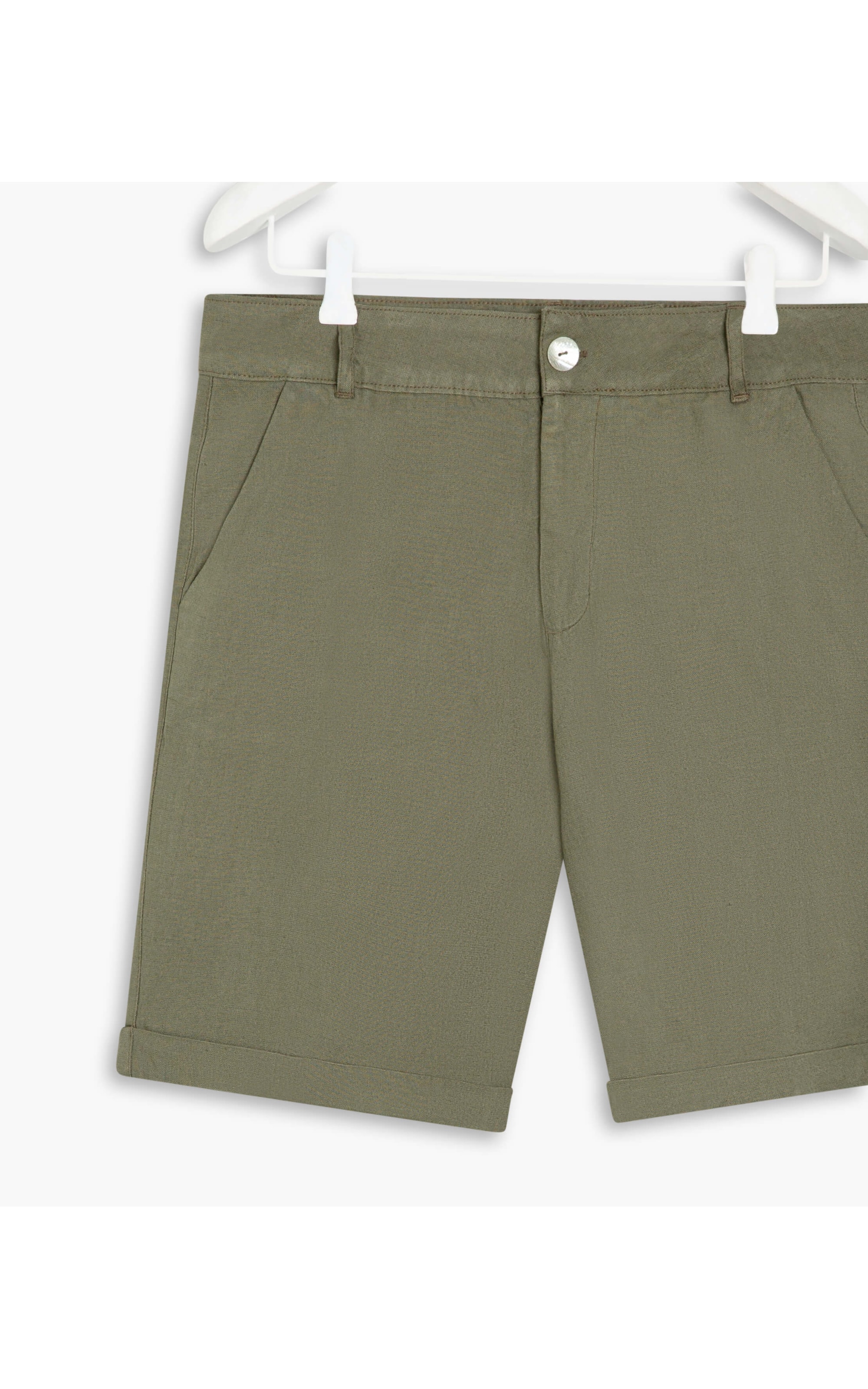 Bermuda Linho  New Stanford Verde Militar