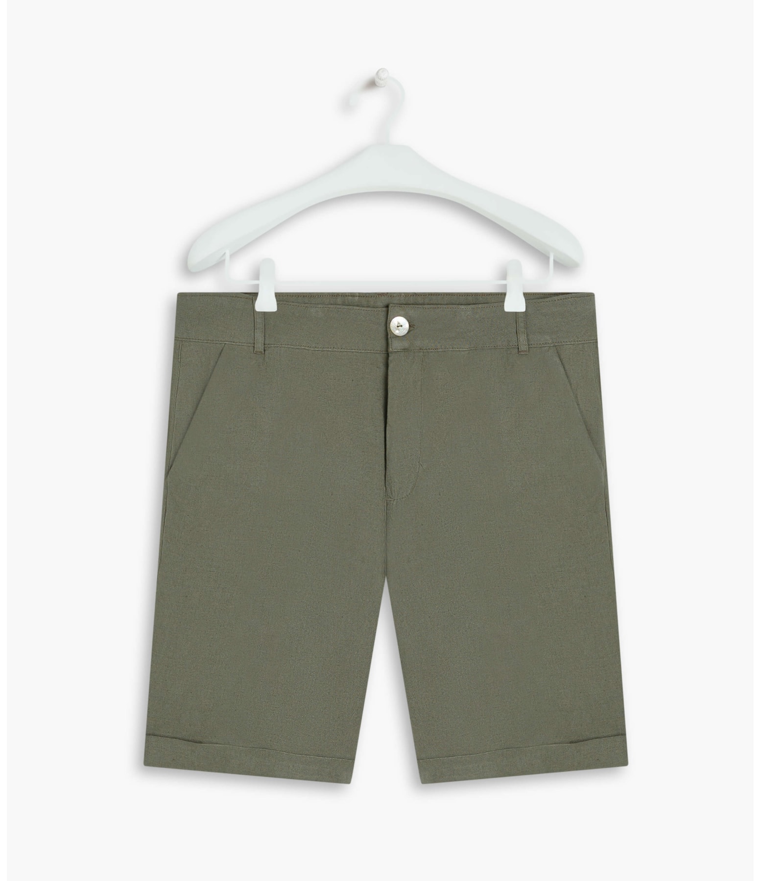 Bermuda Linho  New Stanford Verde Militar