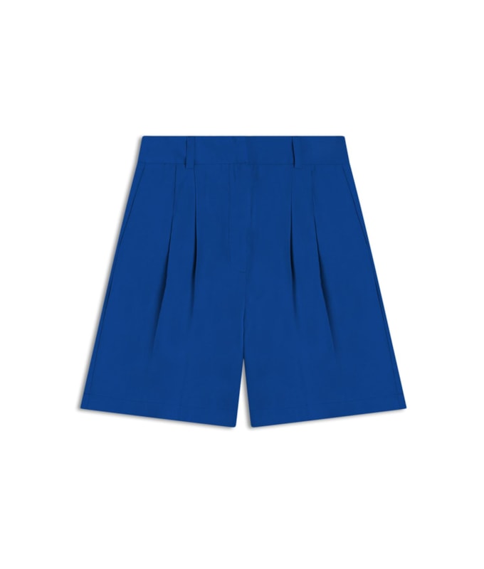 Bermuda Linho  Nyla  Liso Azul Bic
