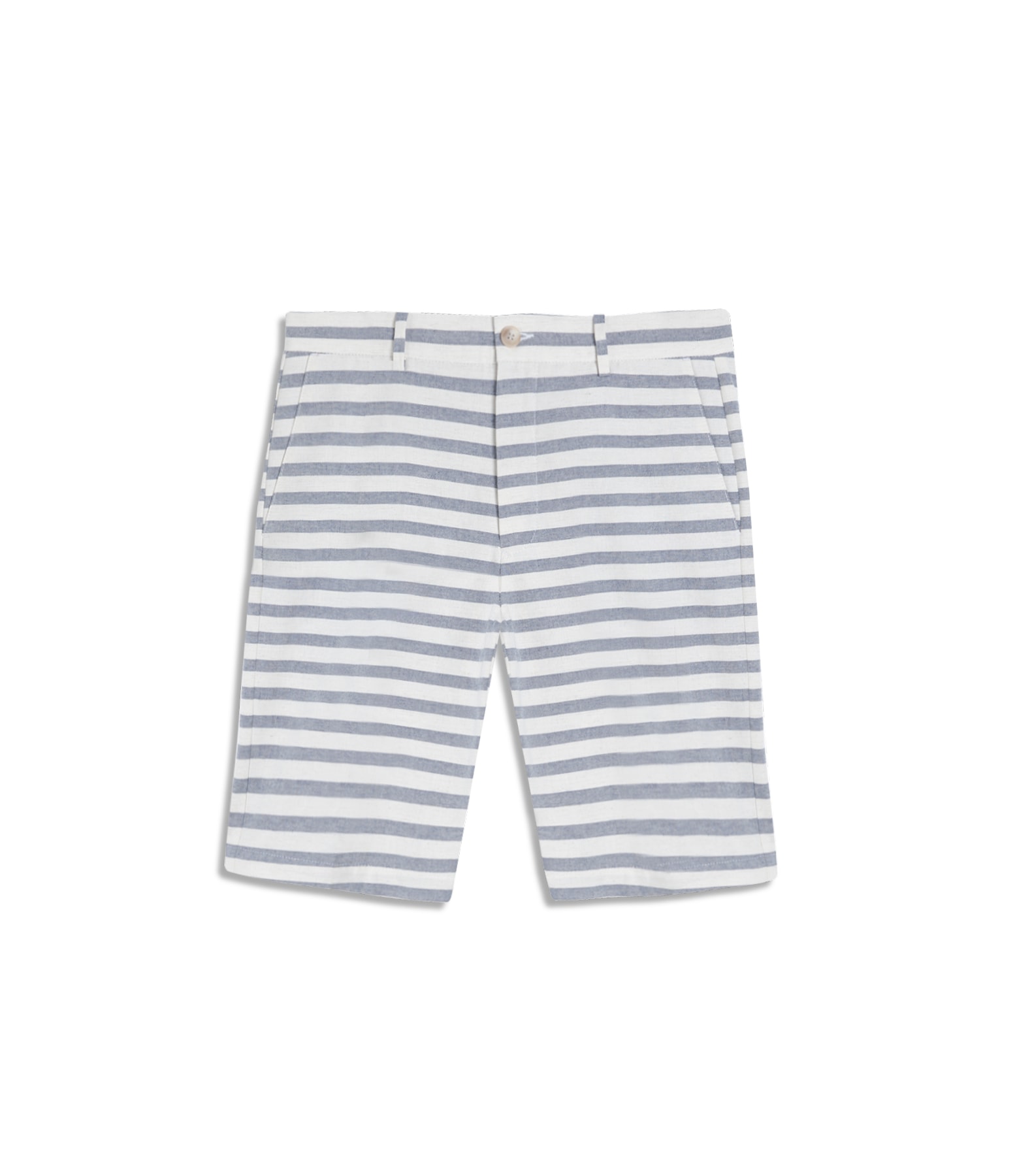 Bermuda Long Algodao Listrada Azul Bic