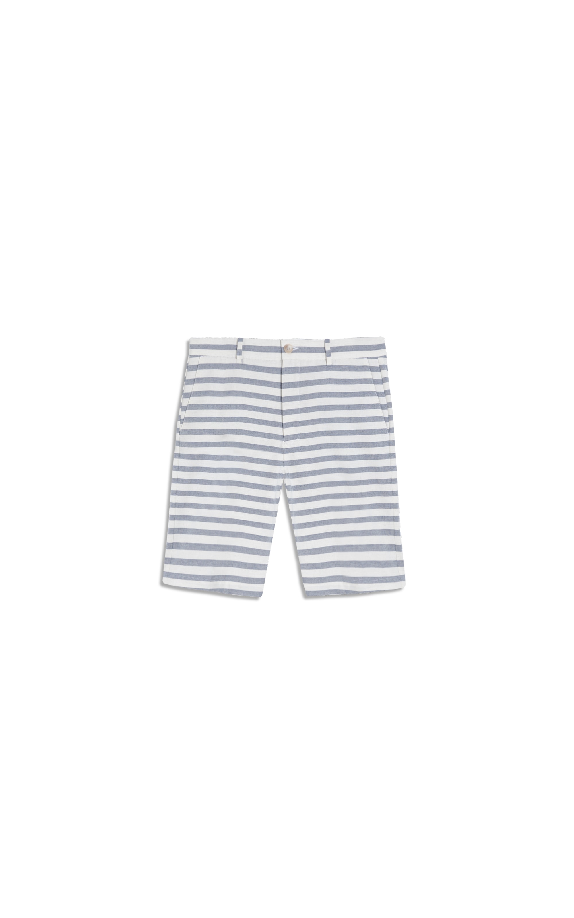 Bermuda Long Algodao Listrada Azul Bic