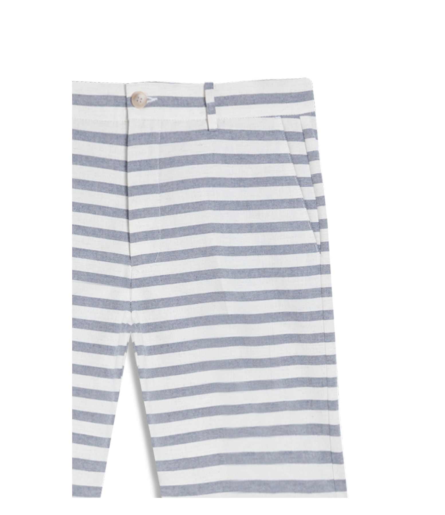 Bermuda Long Algodao Listrada Azul Bic