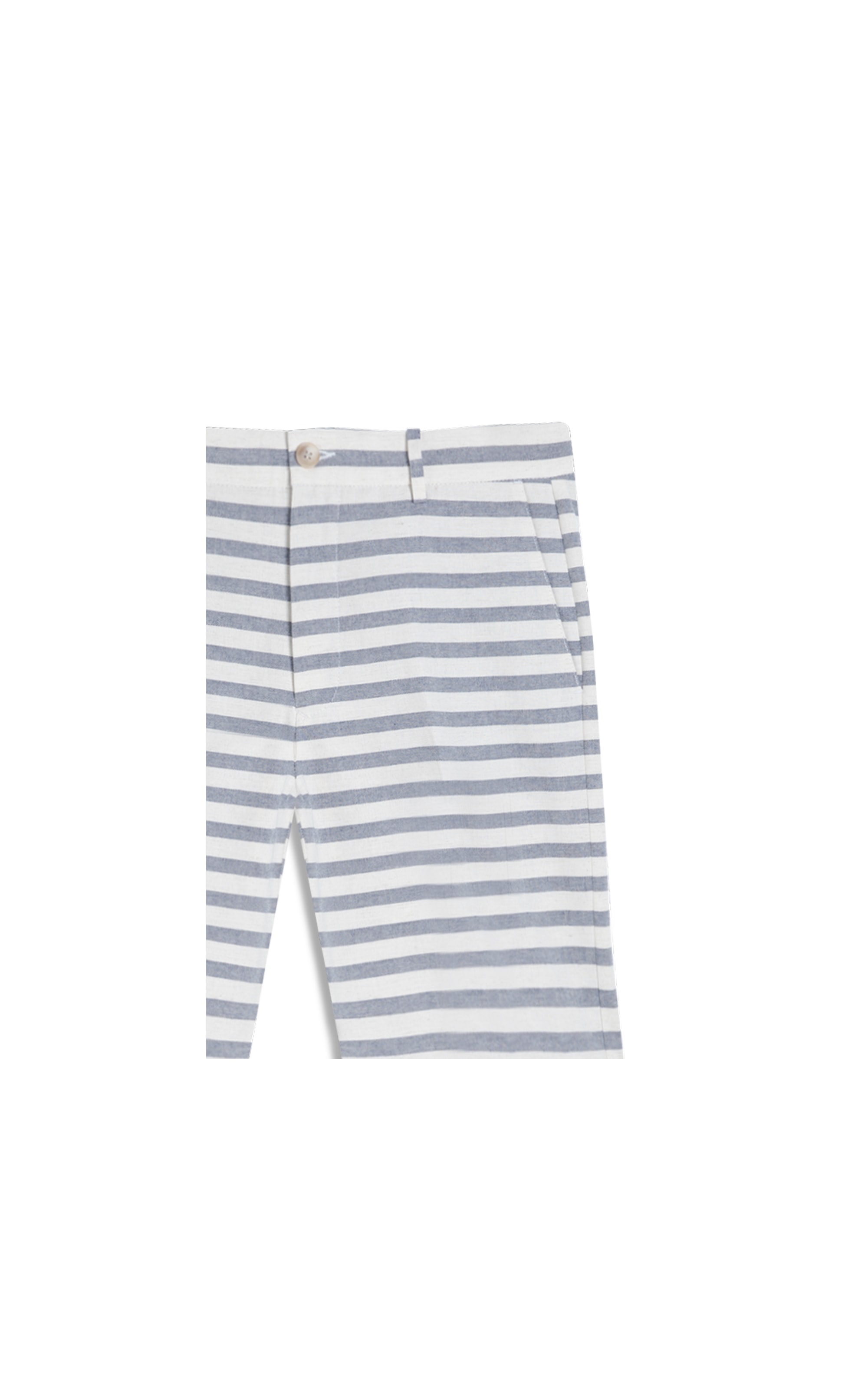 Bermuda Long Algodao Listrada Azul Bic