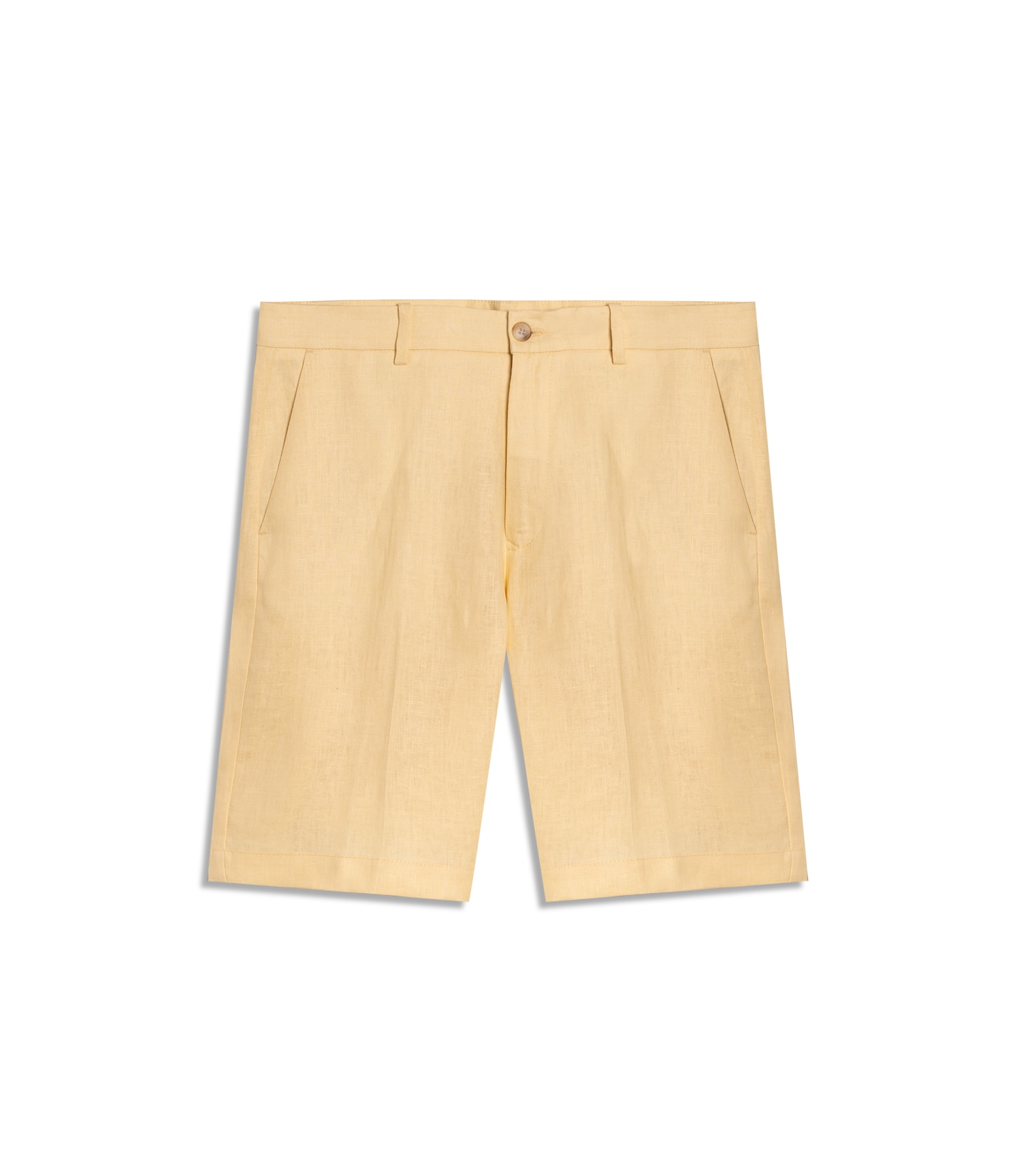 Bermuda Long Linho Liso Amarelo Claro