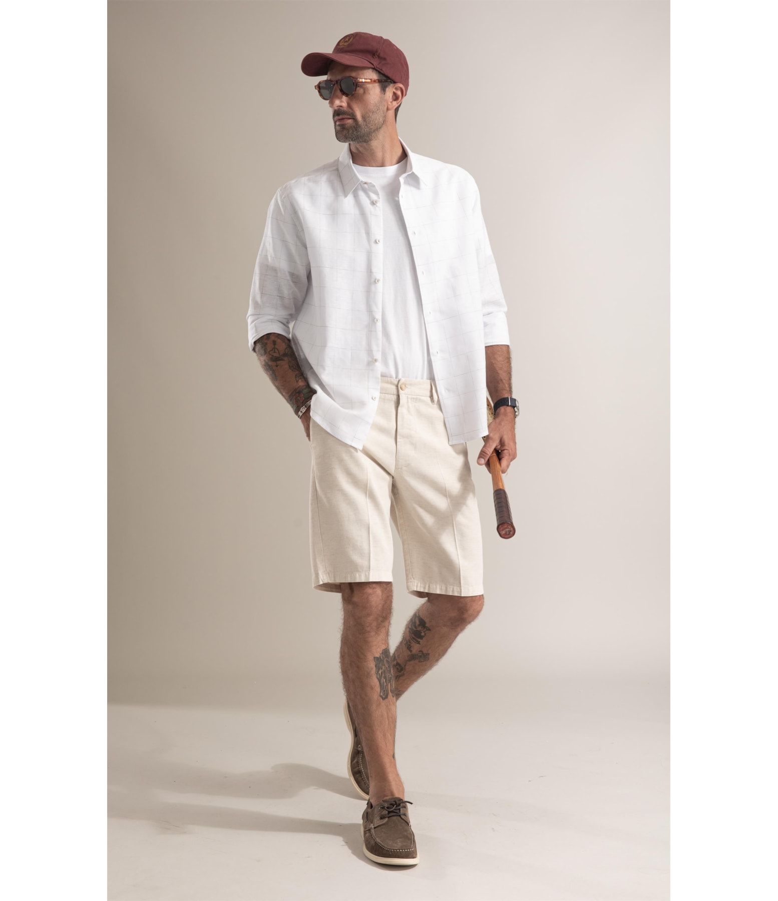 Bermuda Mixlinho Long Preppy Chino Areia