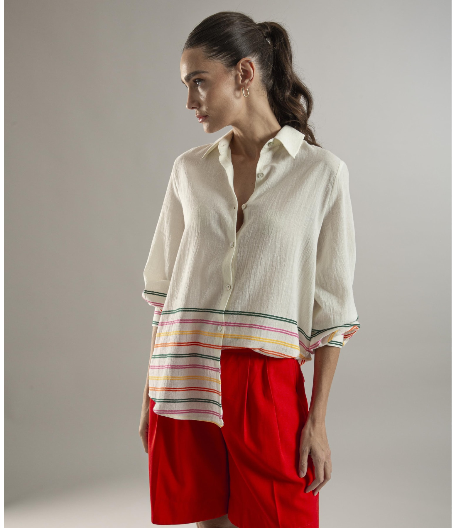 Bermuda Nerine Alfaiataria Vermelho P24