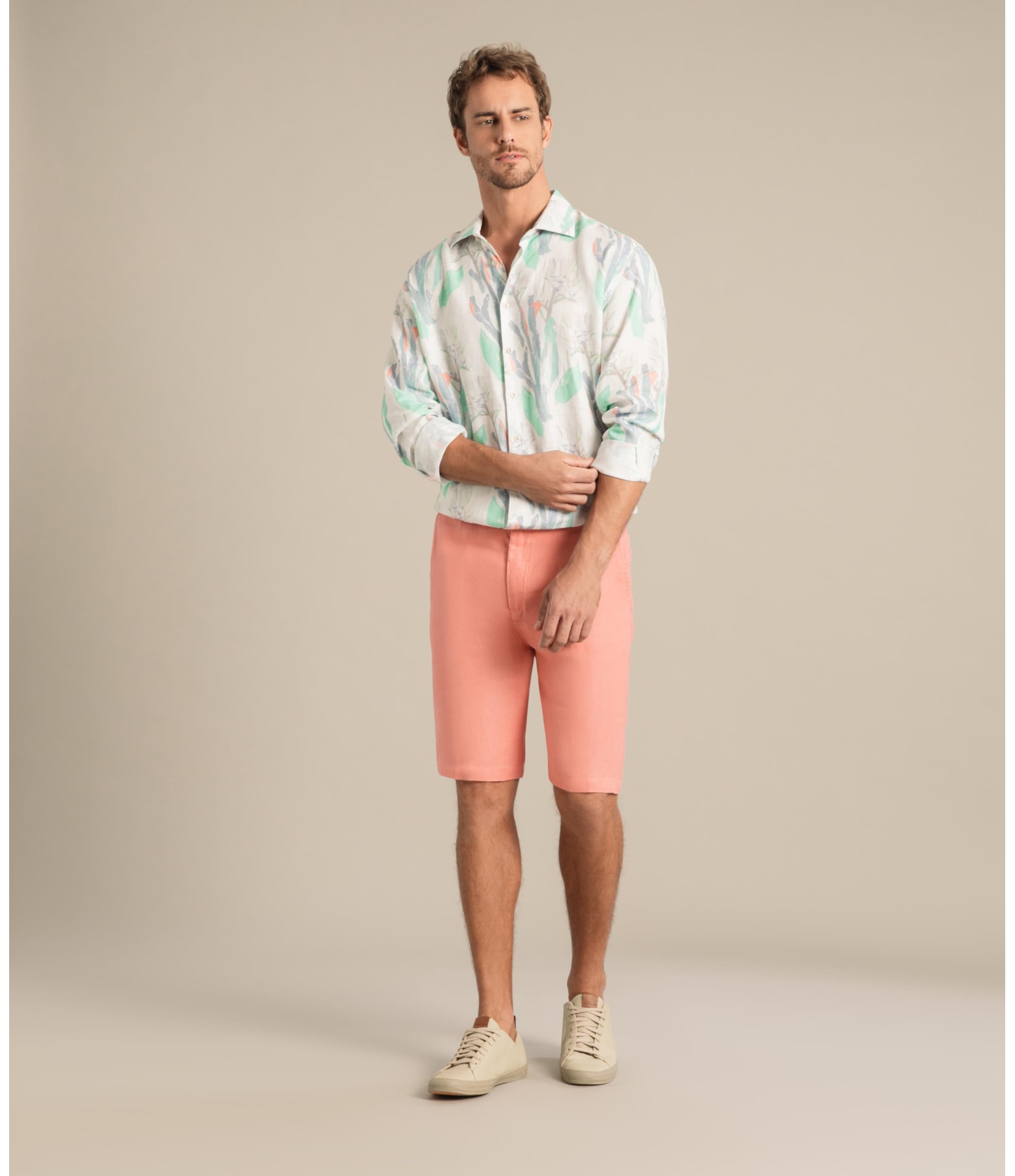 Bermuda  Puro Linho Chino Li Melancia
