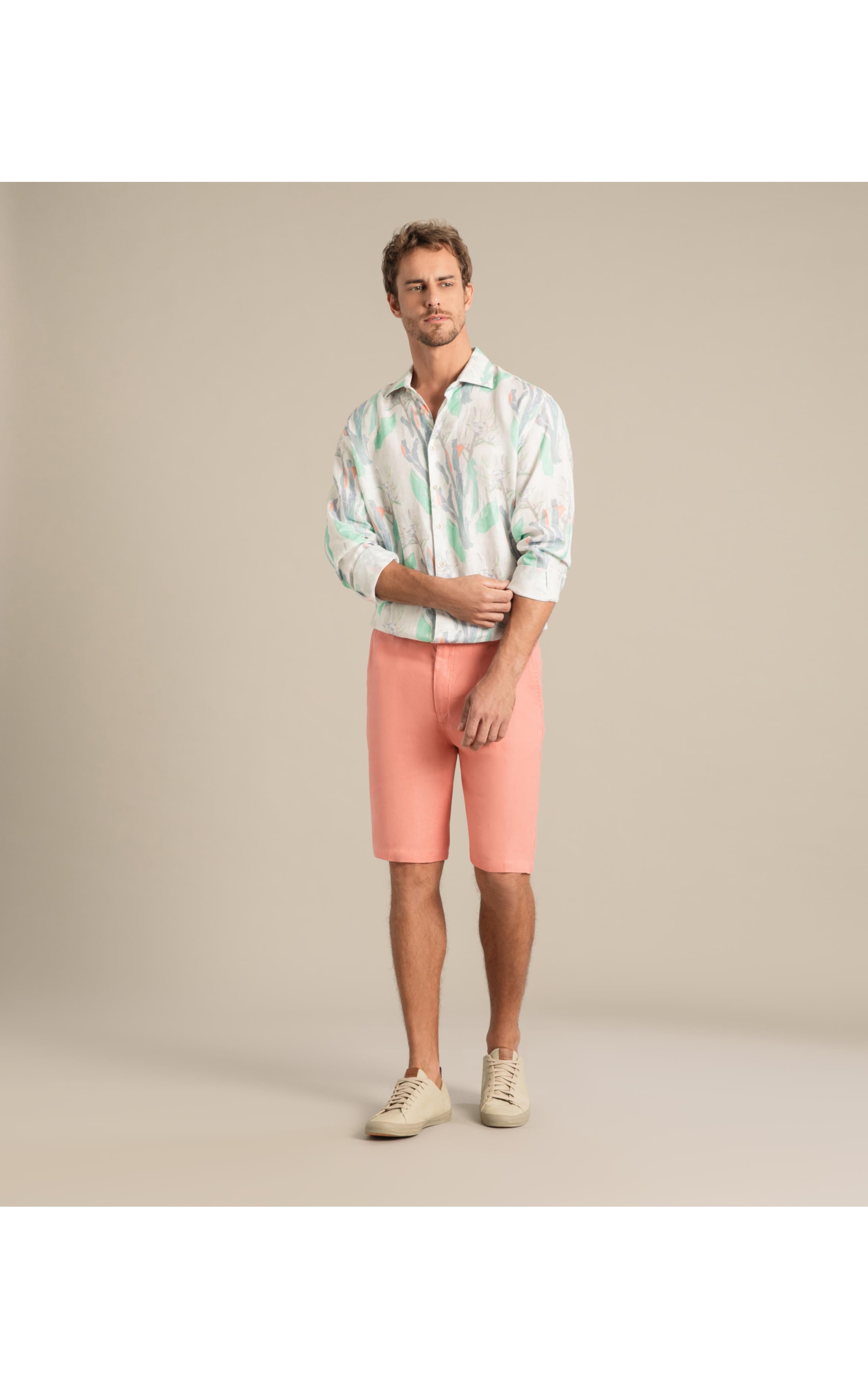 Bermuda  Puro Linho Chino Li Melancia