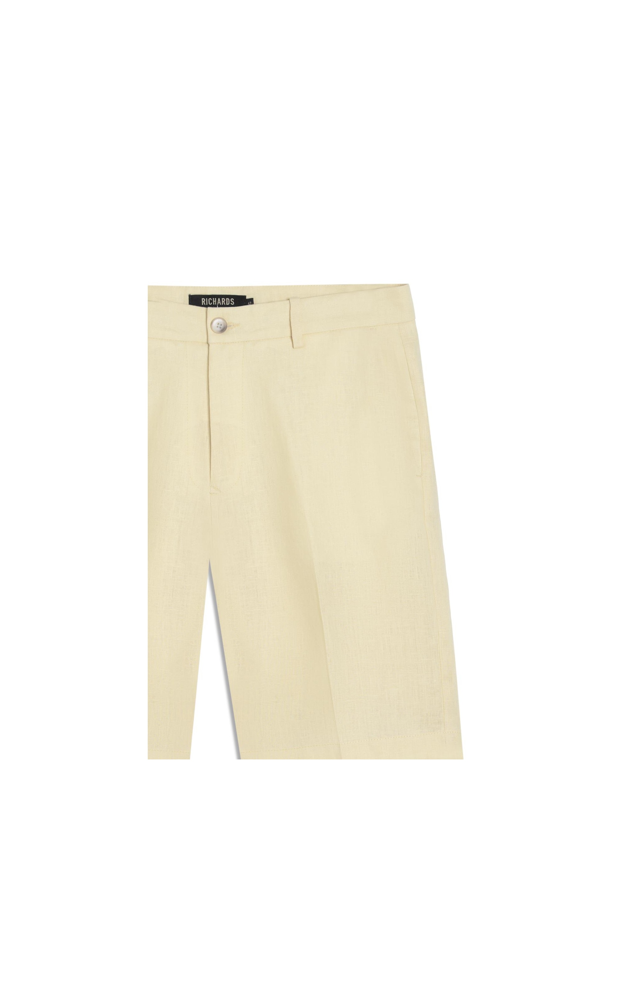 Bermuda  Puro Linho Long  Liso Amarelo Claro