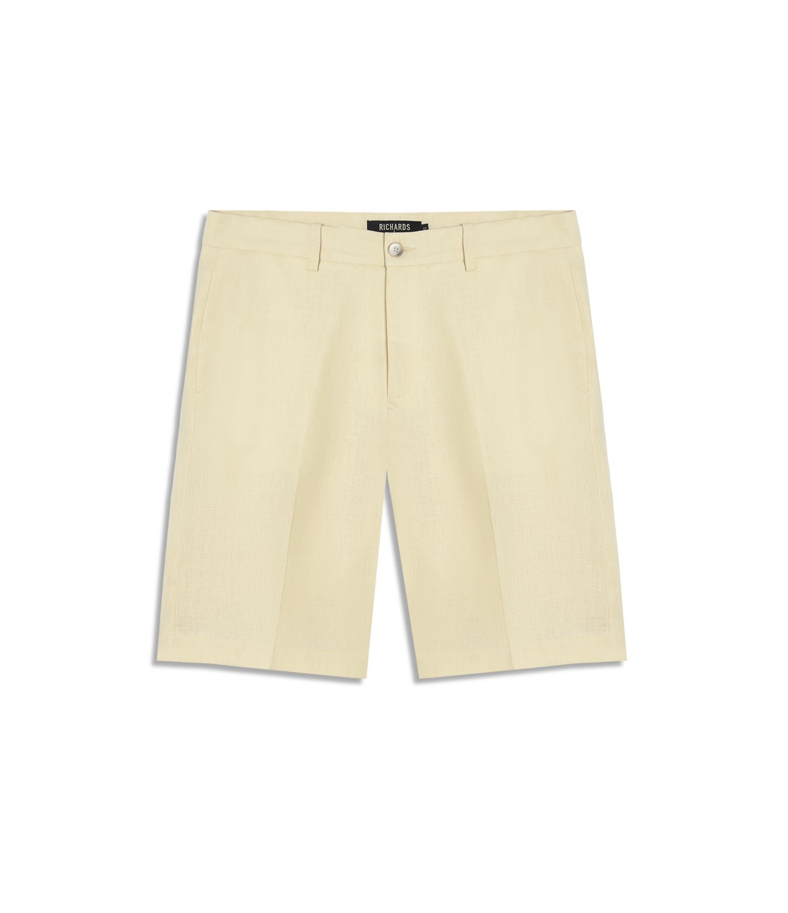 Bermuda  Puro Linho Long  Liso Amarelo Claro