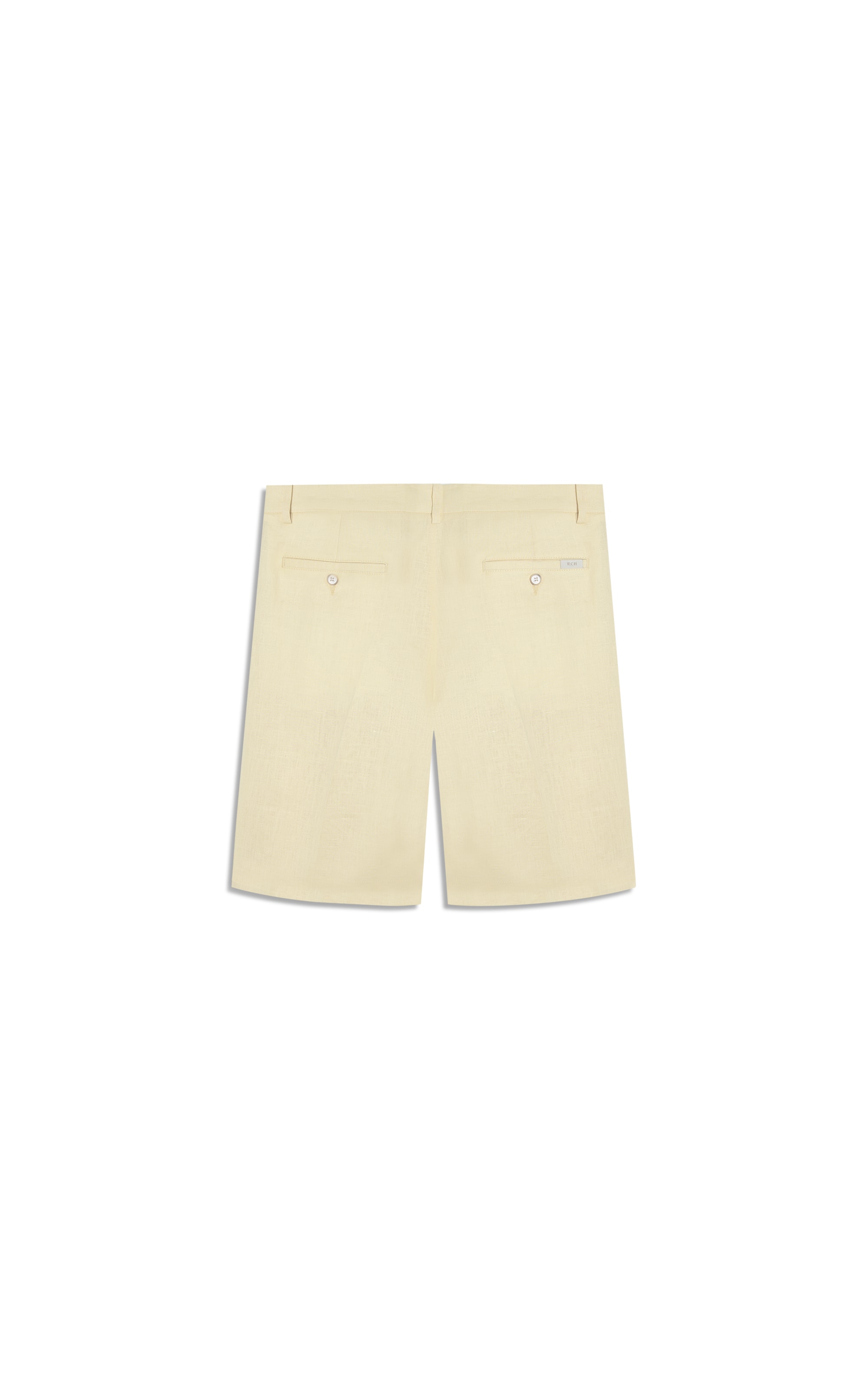 Bermuda  Puro Linho Long  Liso Amarelo Claro
